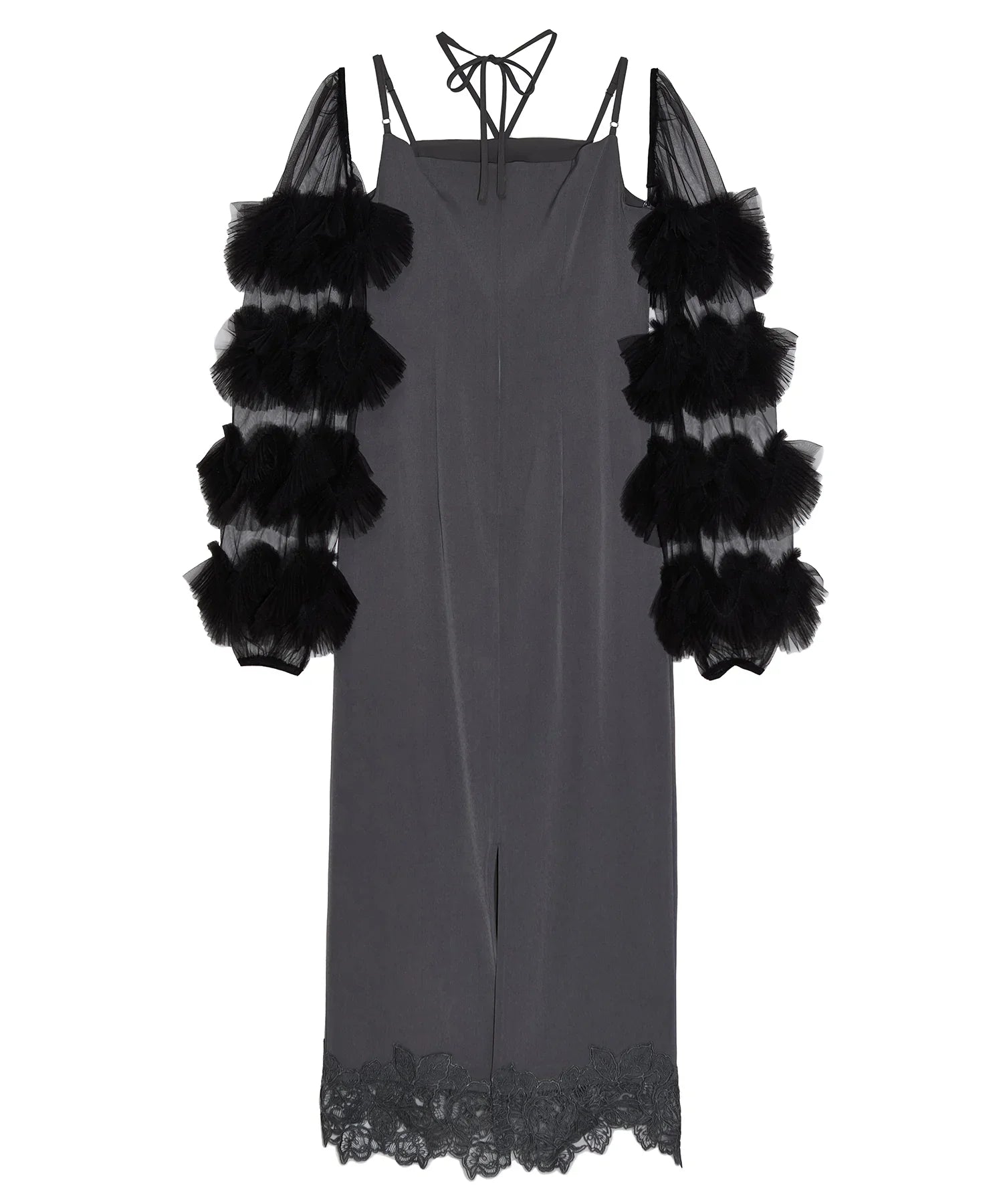 【当日発送】チュールフリルスリーブベストセットワンピースドレス