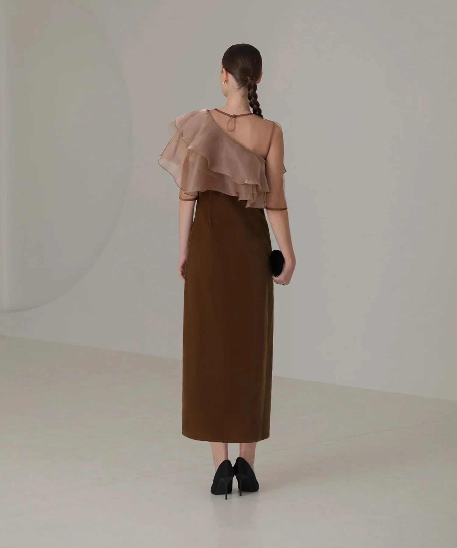 【当日発送】アシンメトリーティアードフリル3WAYベロアワンピースドレス