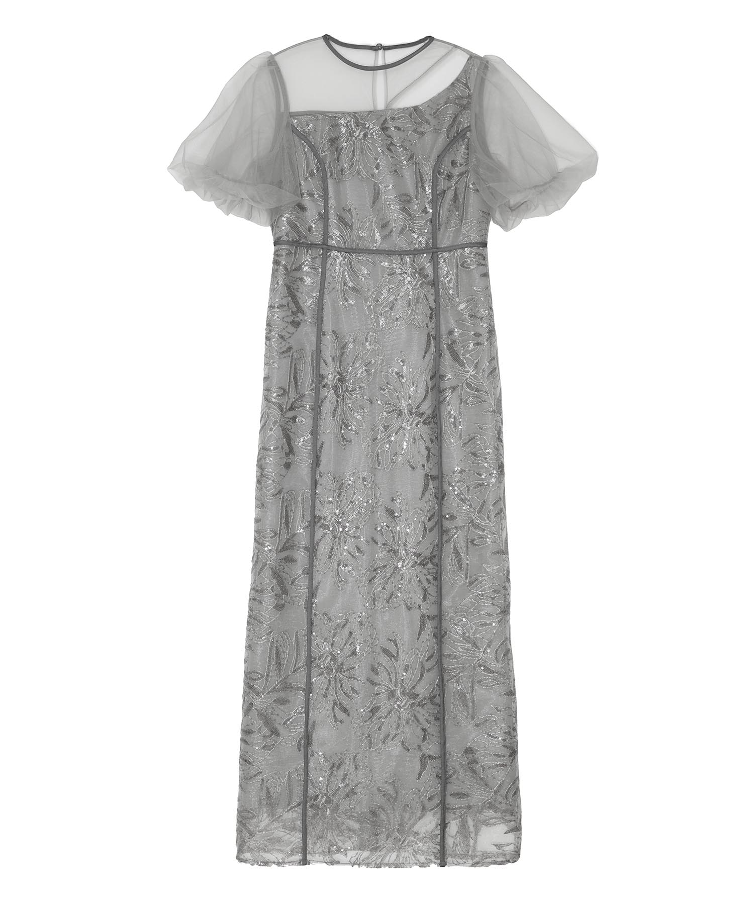 【当日発送】アシンメトリーシアーフラワーワンピースドレス