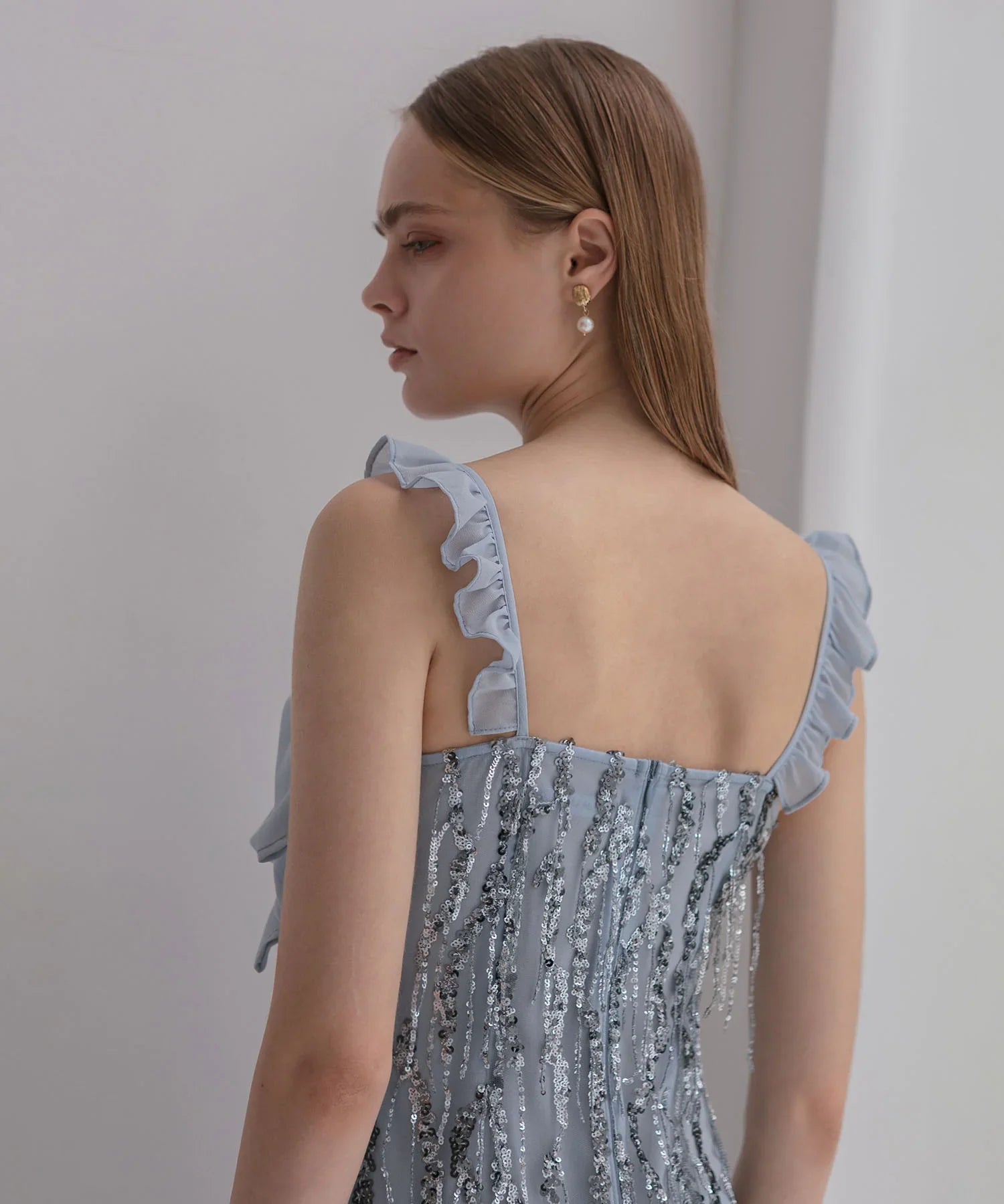 【LEJA LUXE】フリンジスパンコールIラインドレス