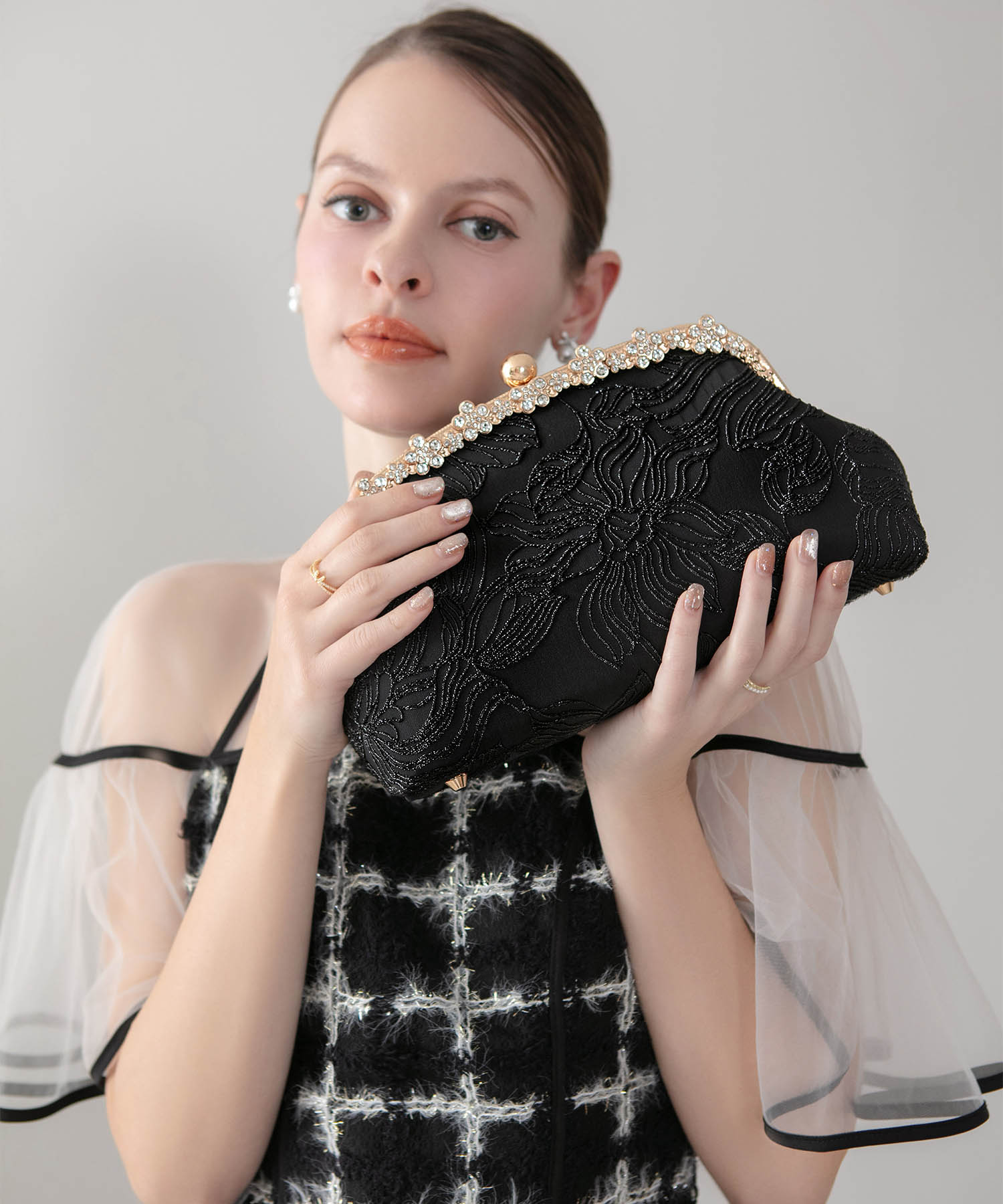 【当日発送】3WAYリュクスフラワーパールハンドバッグ