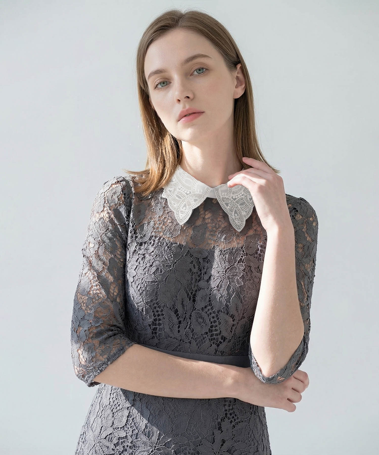 【当日発送】花柄レースビジューカラーAラインワンピースドレス