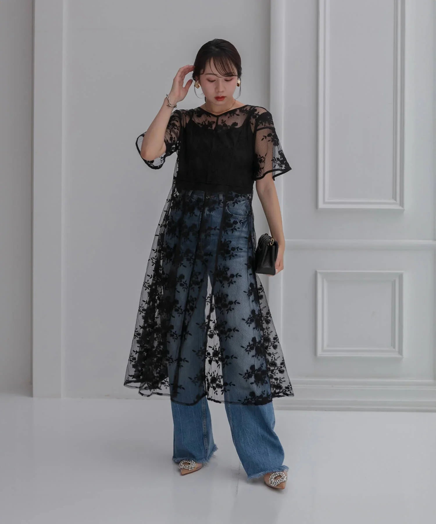 【当日発送】花柄バックリボンセットアップワンピースドレス