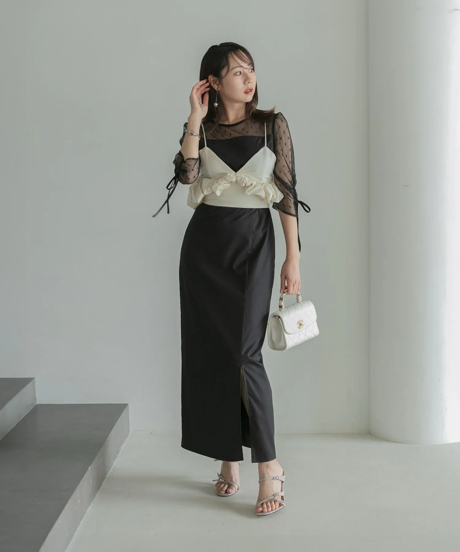 【当日発送】サイドフリルバックジップキャミビスチェ