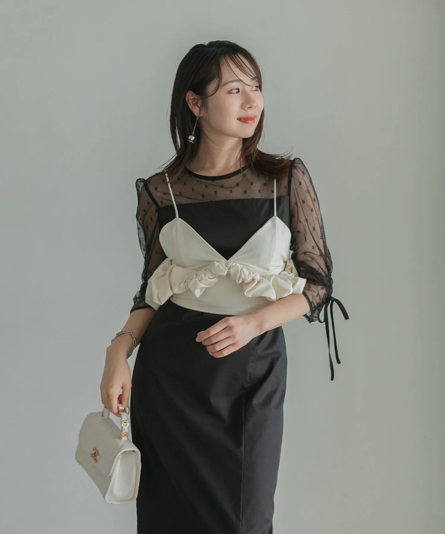 【当日発送】サイドフリルバックジップキャミビスチェ