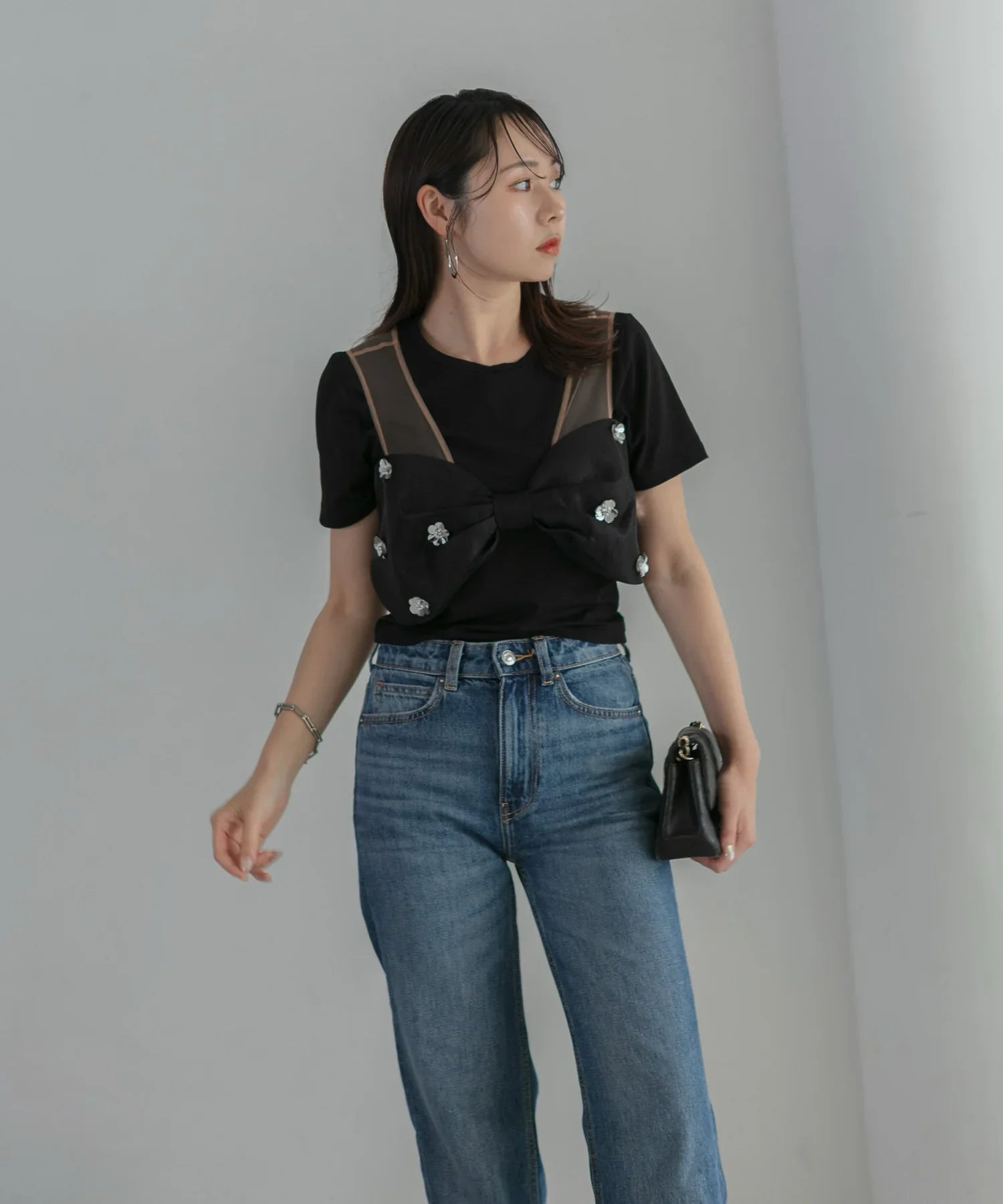 【LEJA LUXE】2WAYフラワーオフショルダースリットドレス