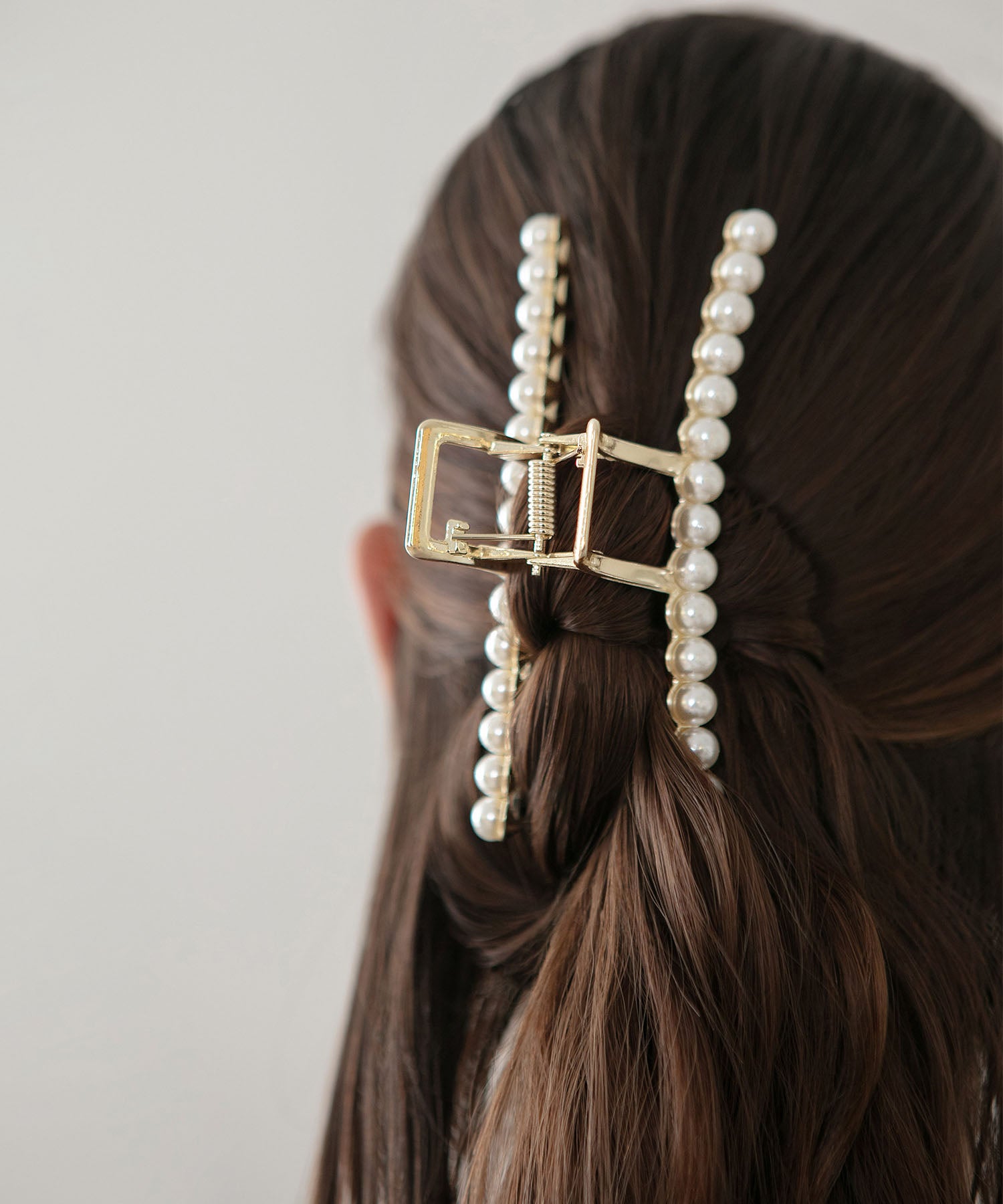 【当日発送】パールライン メタルロングヘアクリップ