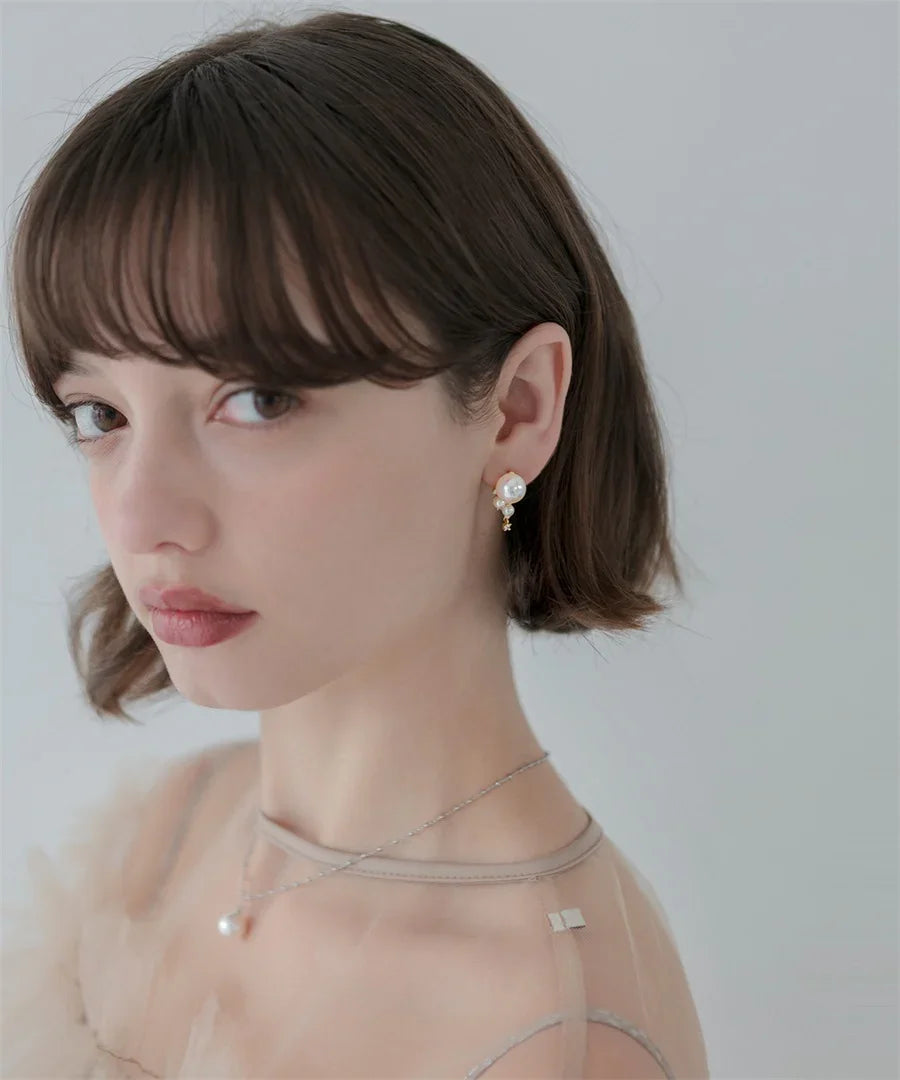 【SOLD OUT】パールクリスタルドロップピアス