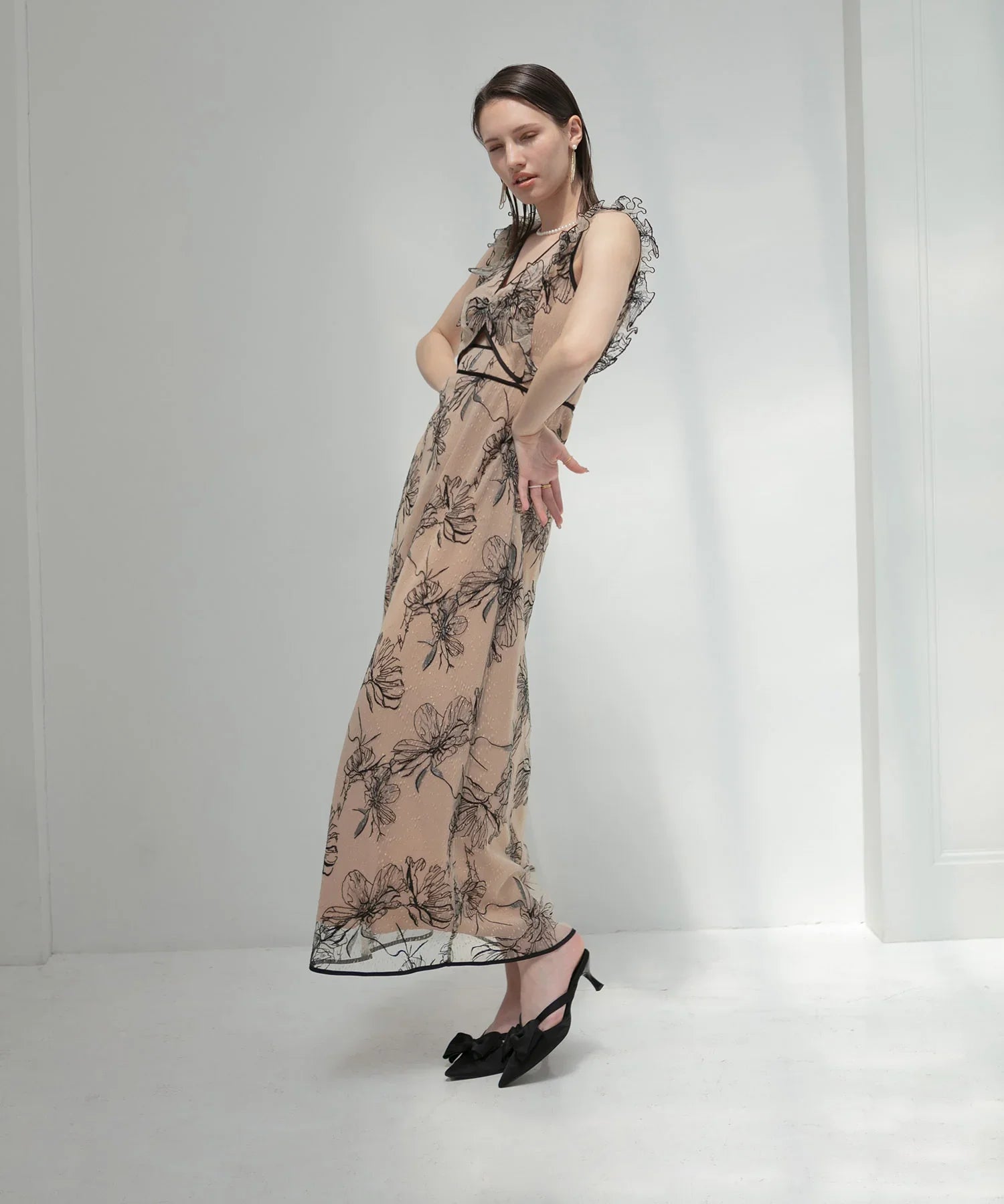 【LEJA LUXE】フラワーシアーレースAラインドレス