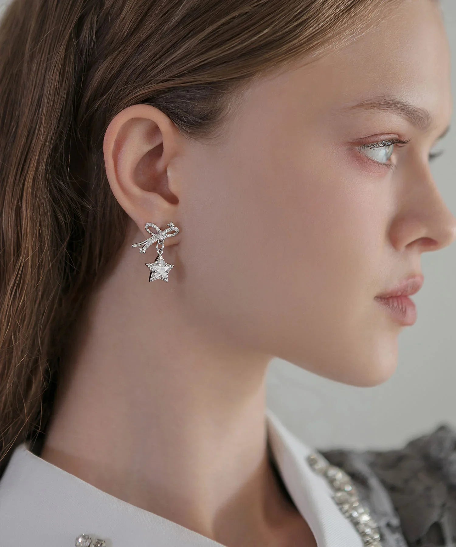 【当日発送】リボンスターモチーフシルバーピアス