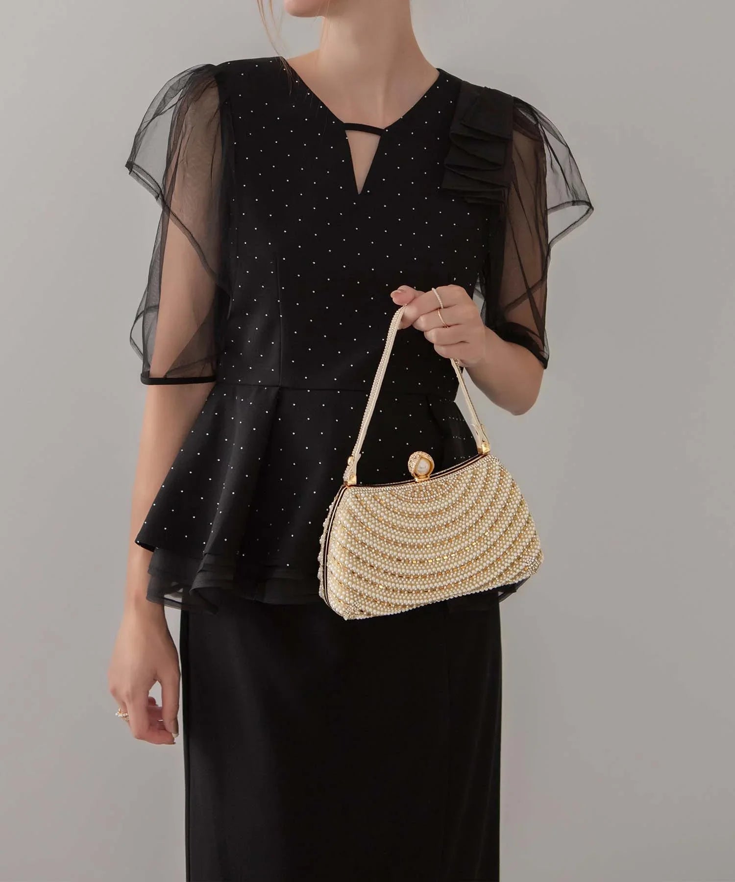 【SOLD OUT】2WAYパールビジューデザインハンドバッグ