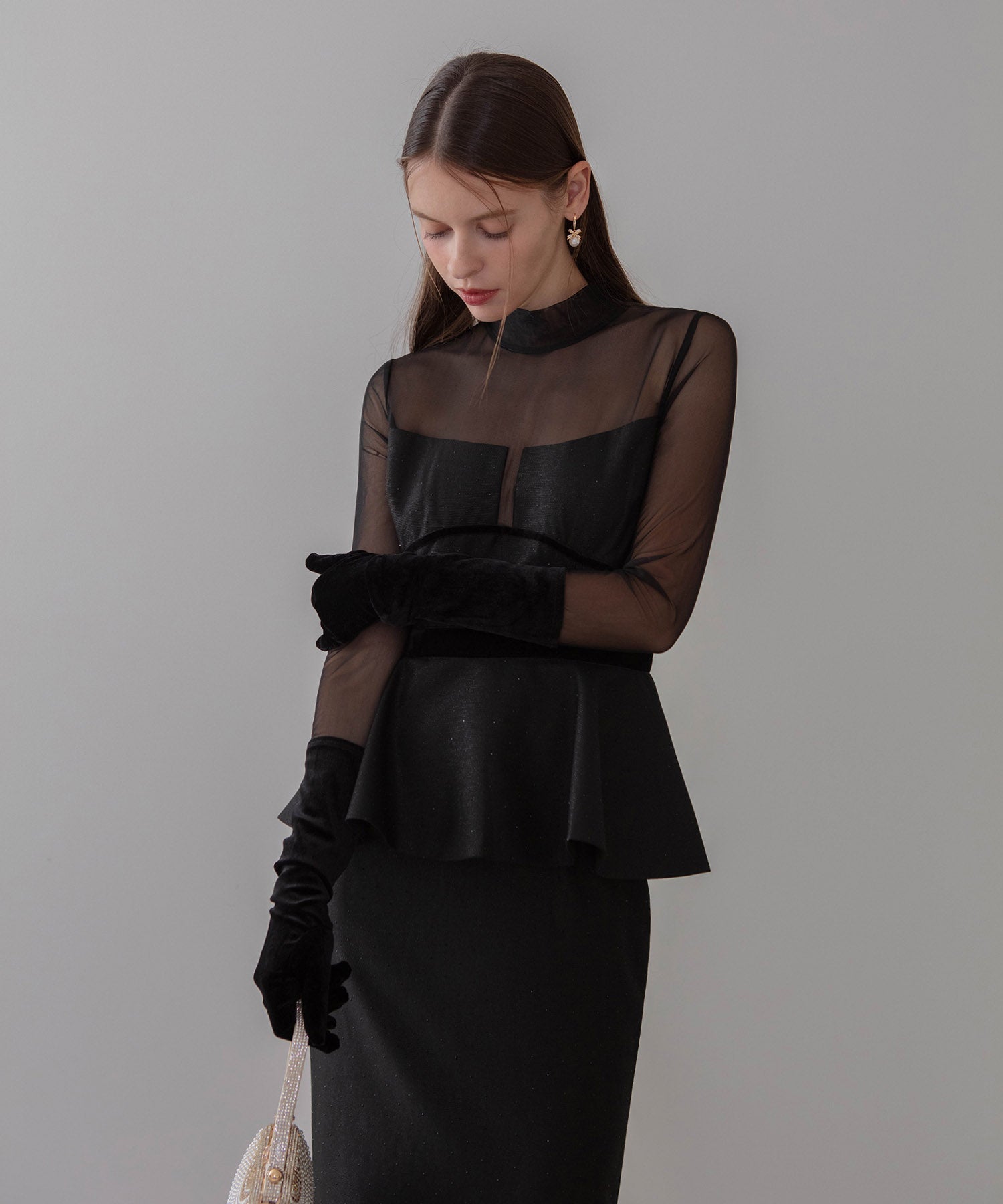 【LEJA LUXE】チュールペプラムベロアグローブIラインドレス