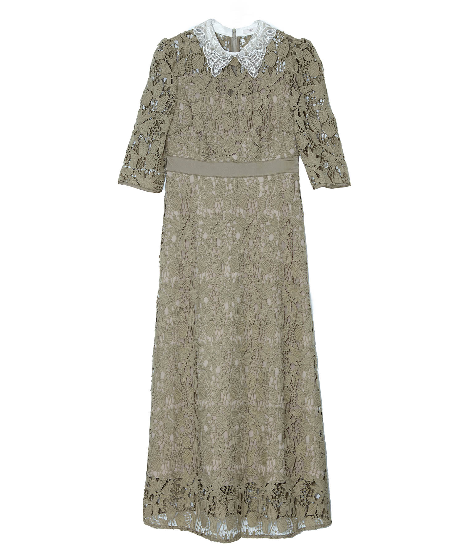 【一部当日発送】花柄レースビジューカラーAラインワンピースドレス