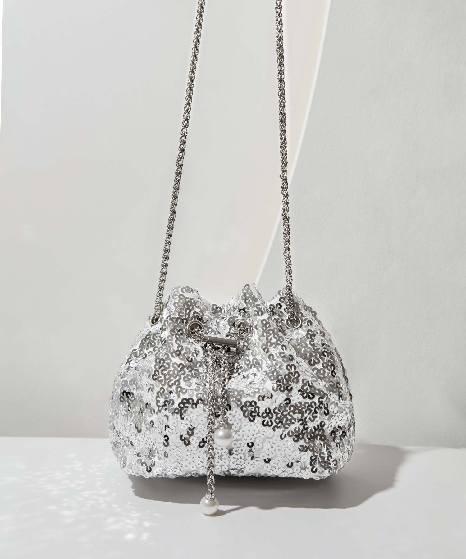 【当日発送】ビジューハンドルチェーンスパンコールバッグ