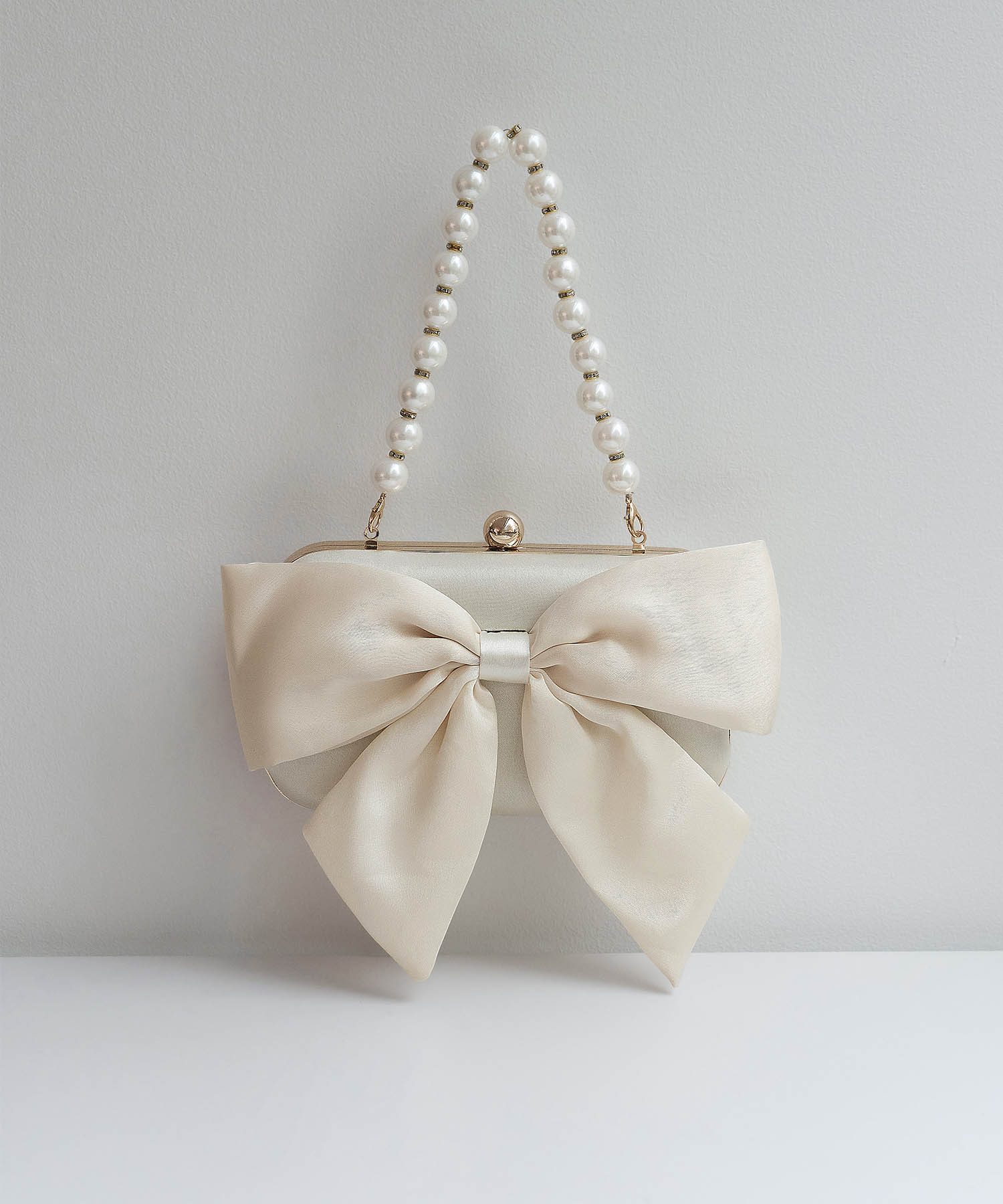 【当日発送】2WAYビッグリボンパールハンドルバッグ