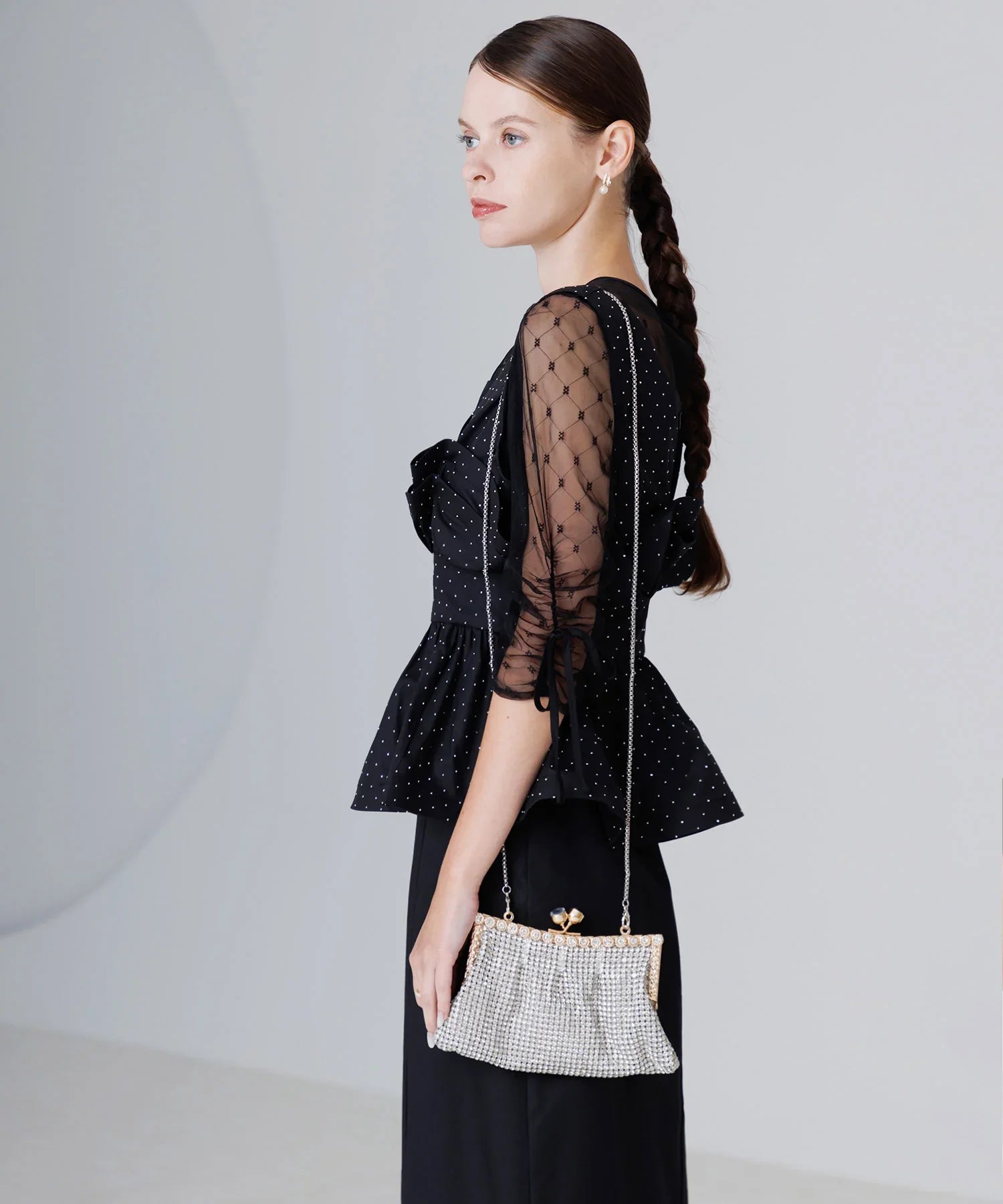 【当日発送】2WAYジュエルストーンビジューバッグ