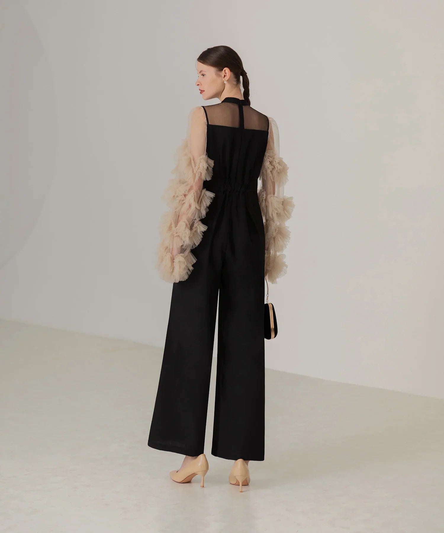 【当日発送】ボリュームチュールスリーブオールインワンパンツドレス