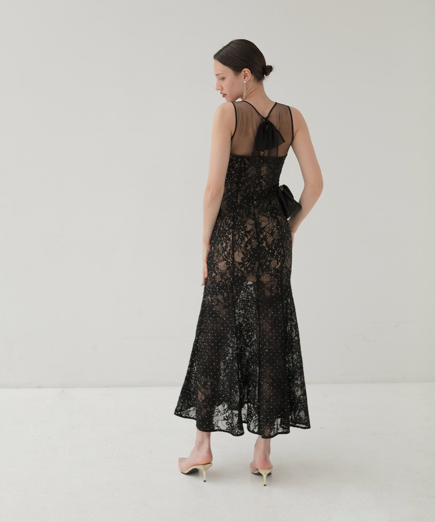 【LEJA LUXE】Lace stone sequin flower mermaid dress