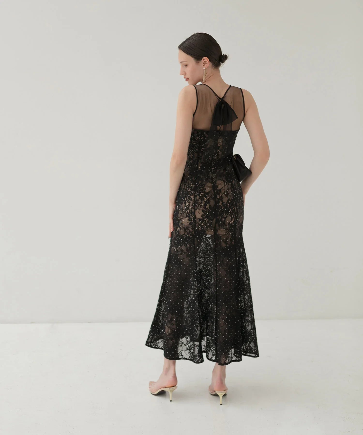 【LEJA LUXE】レースストーンスパンコールフラワーマーメイドドレス