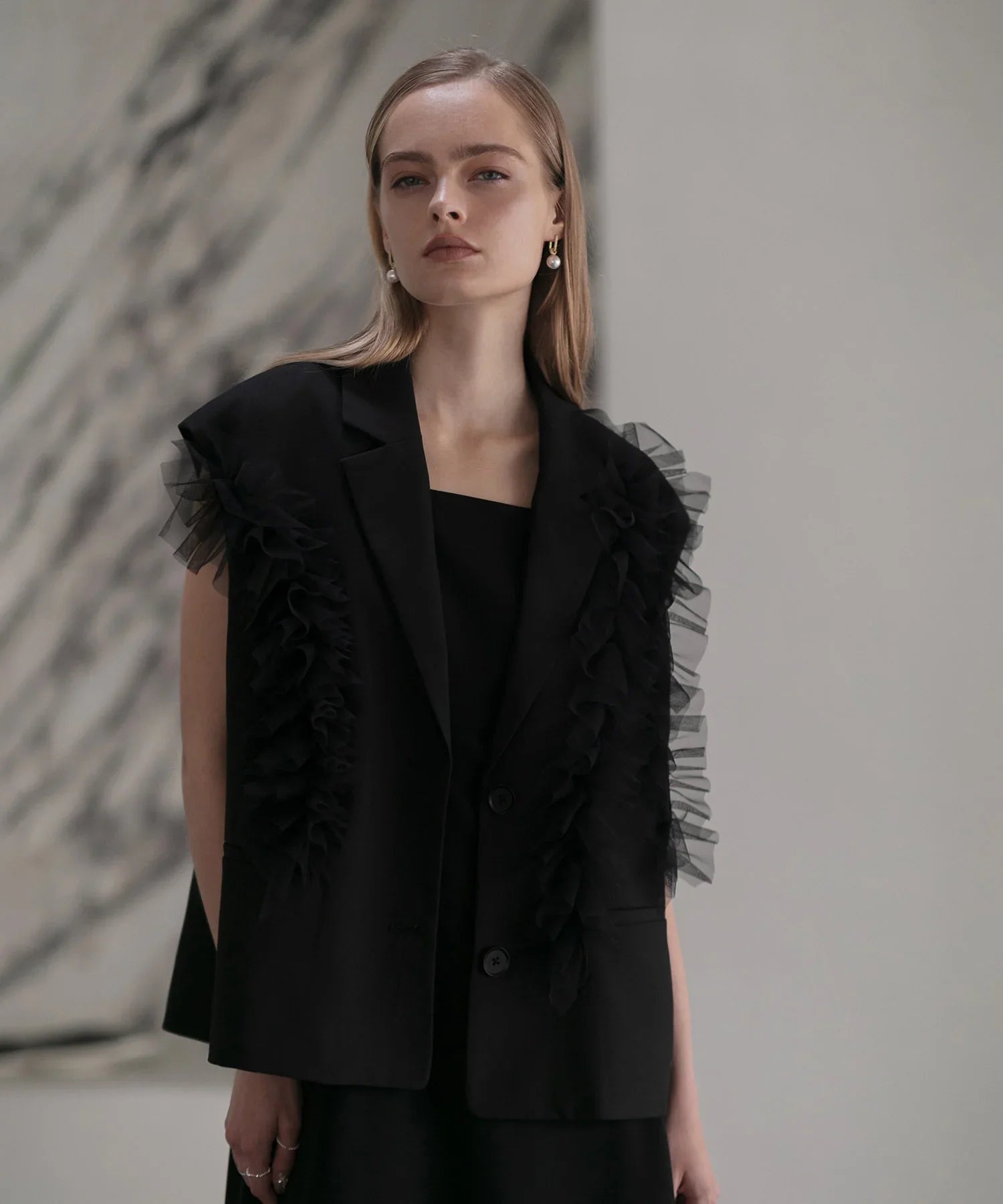 【当日発送】チュールフリルセットアップワンピースドレス