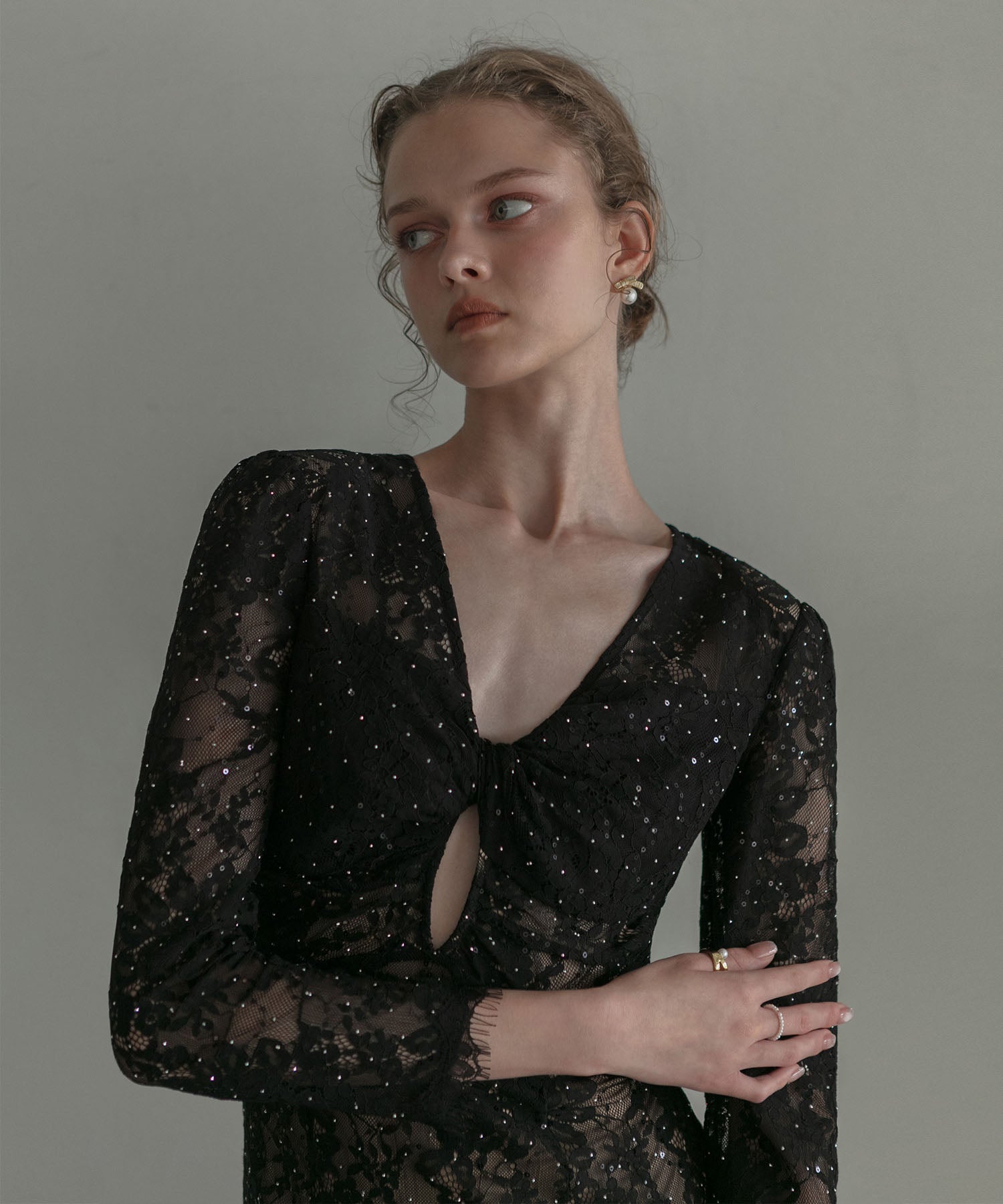 【LEJA LUXE】ツイストオープンレースストーンマーメイドドレス