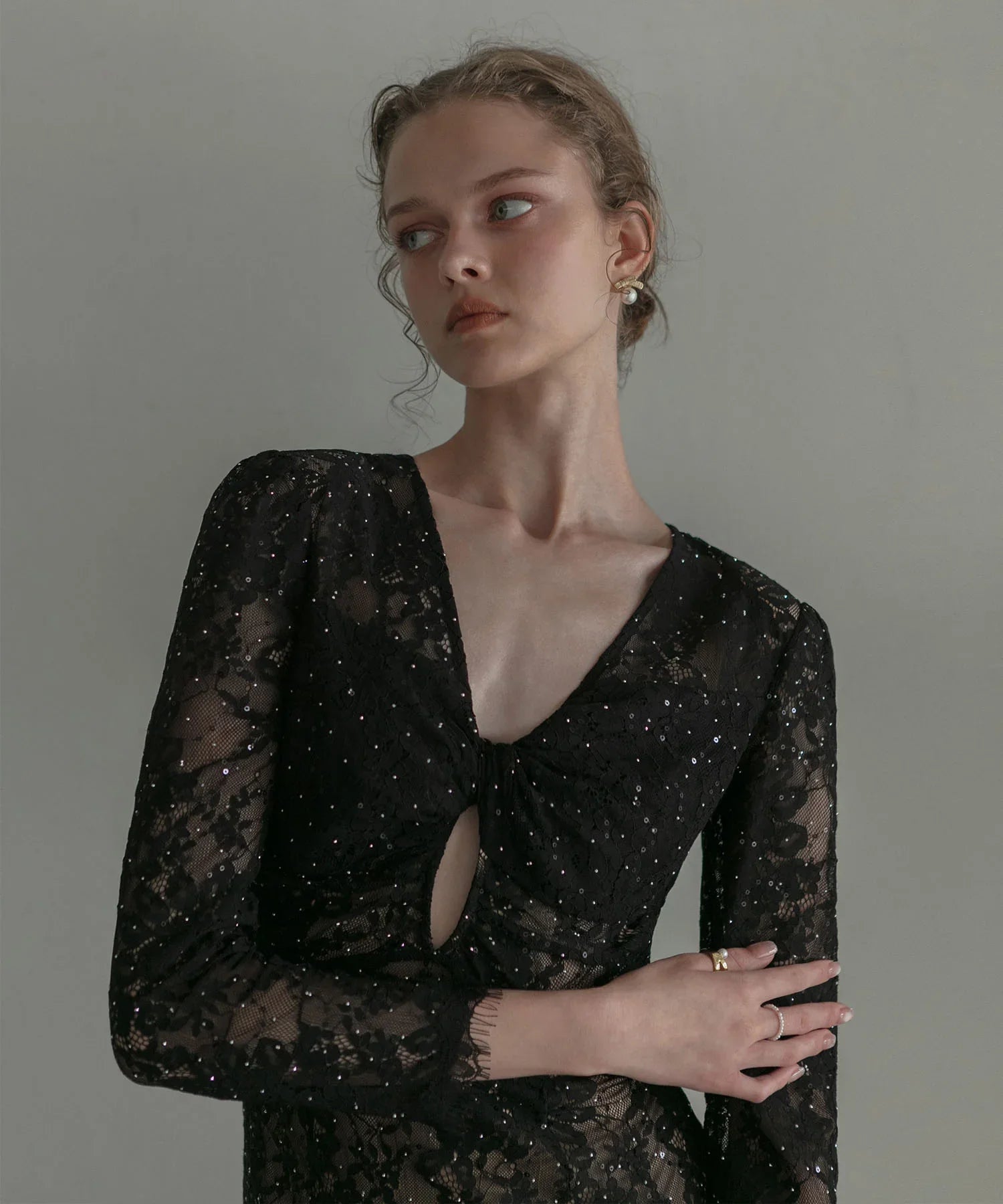 【LEJA LUXE】ツイストオープンレースストーンマーメイドドレス