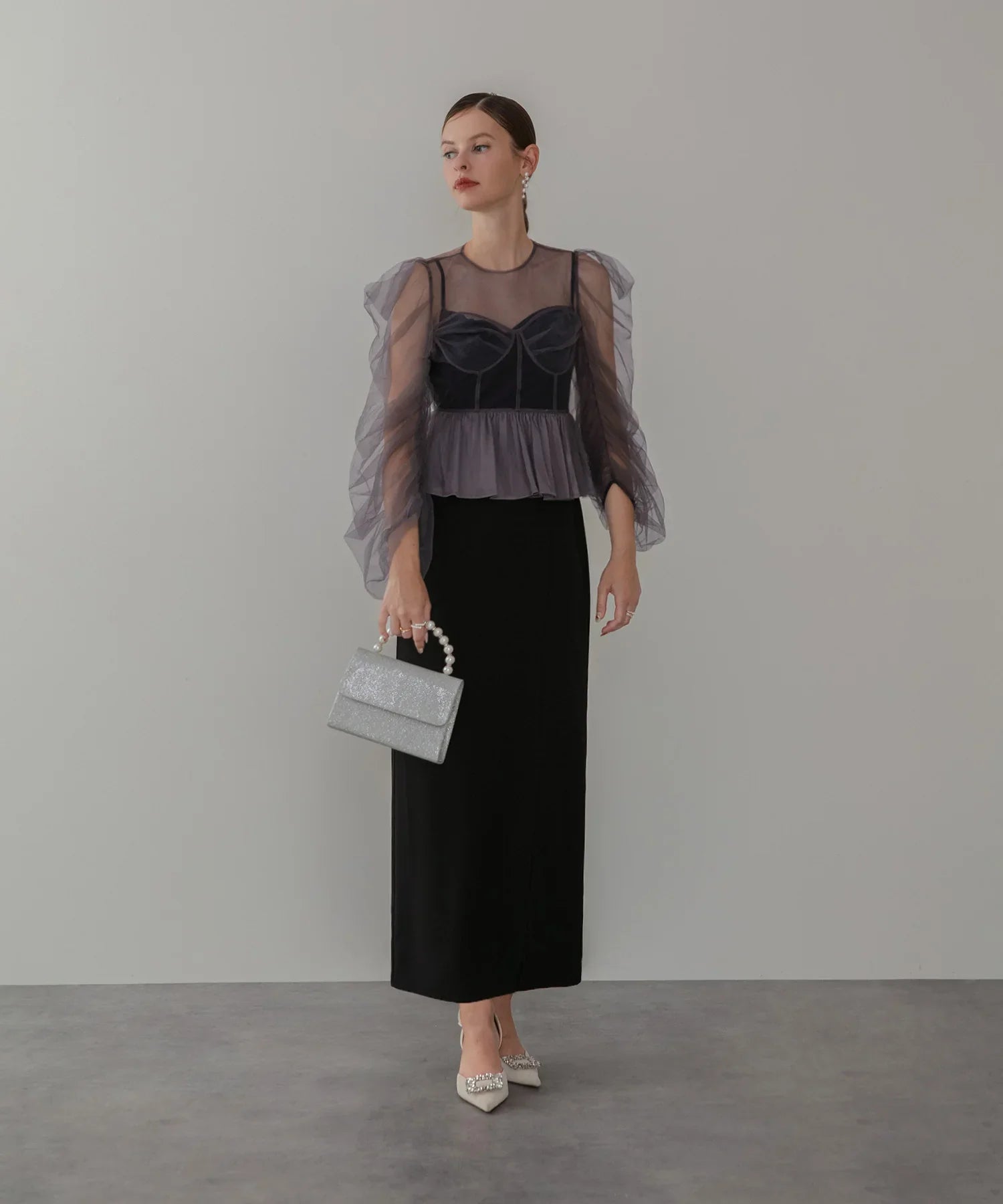 【当日発送】チュールペプラムトップスセットキャミワンピースドレス