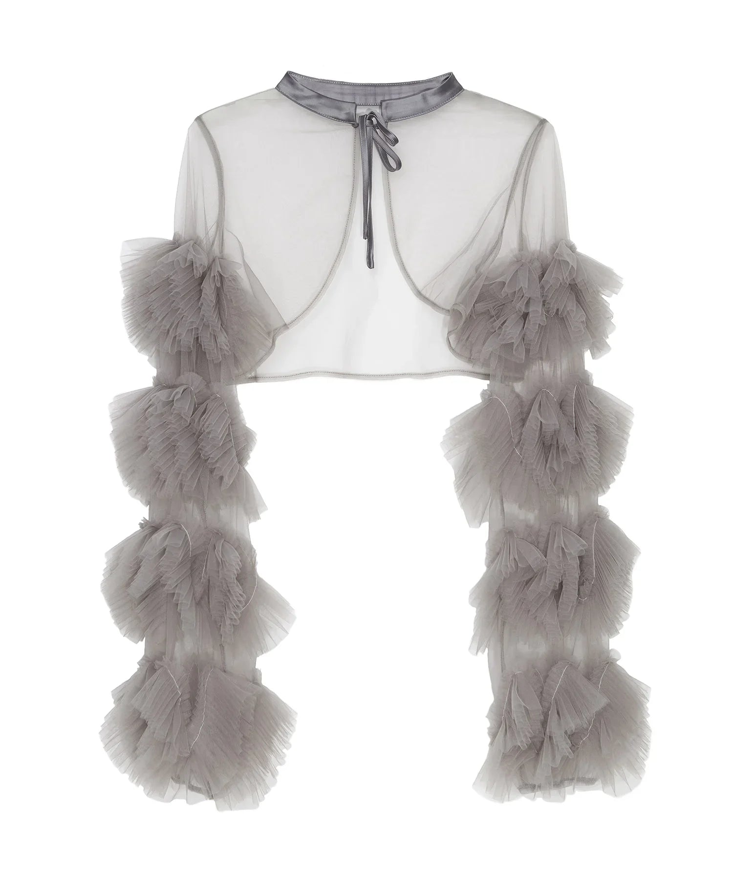 【一部当日発送】フリルチュールスリーブリボンIラインワンピースドレス