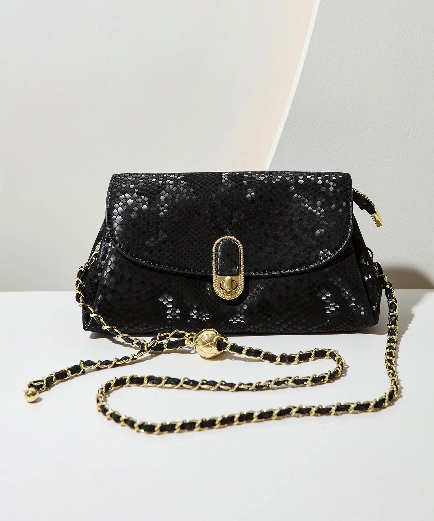 【当日発送】2WAYパイソンゴールドチェーンバッグ