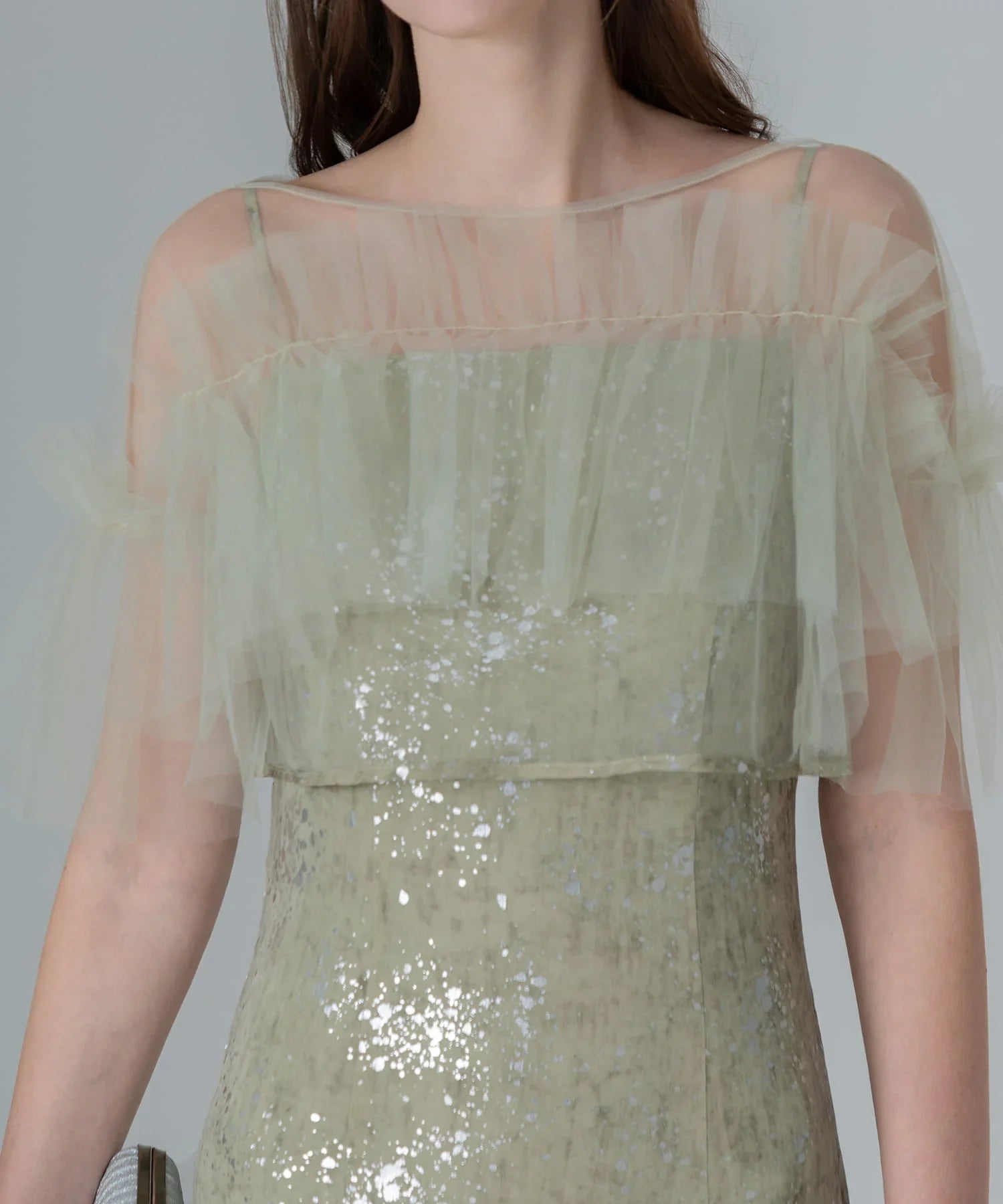 【当日発送】チュールフリルボレロペイントマーメイドワンピースドレス