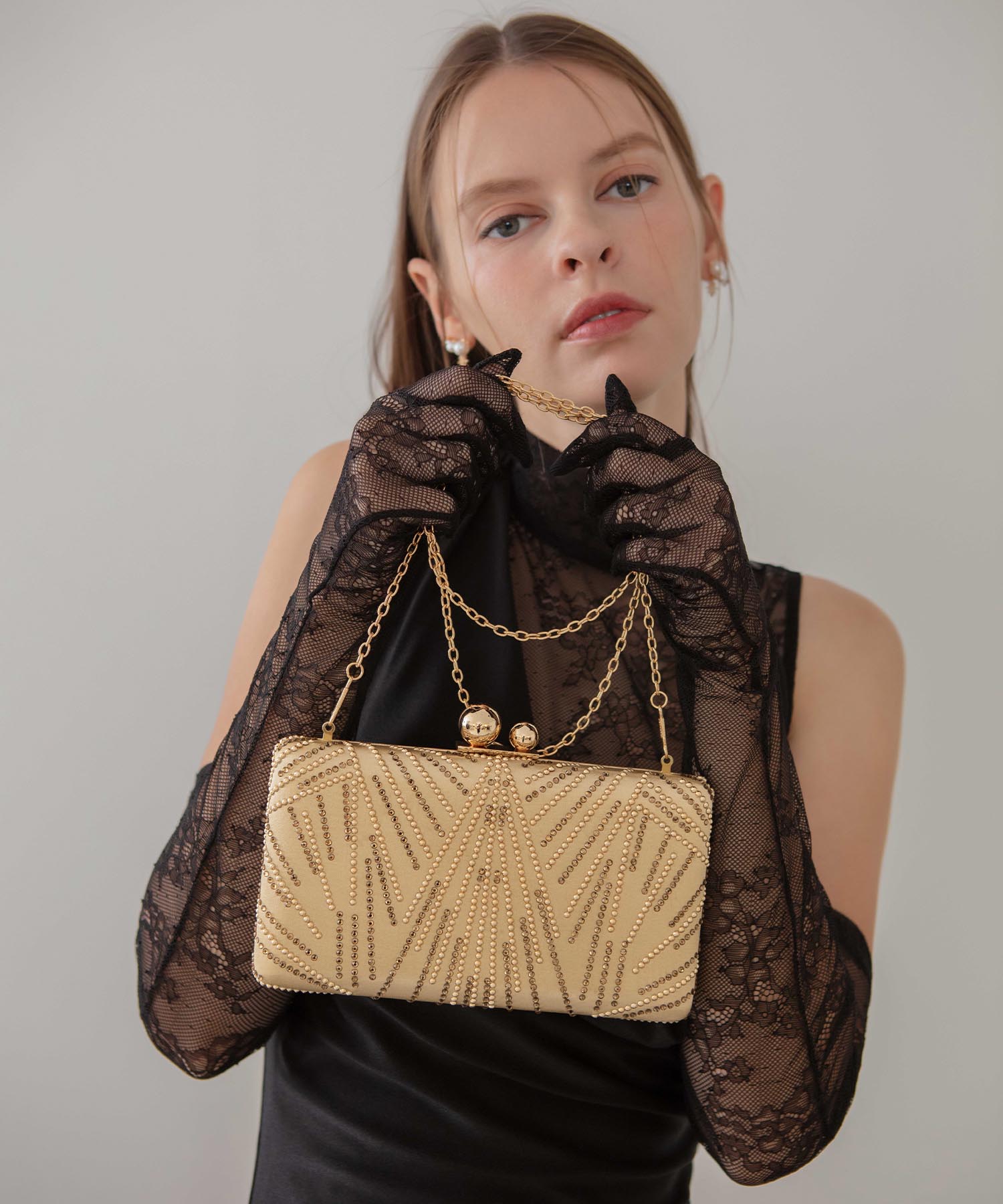 【当日発送】2WAYビジューストーンエレガンスバッグ