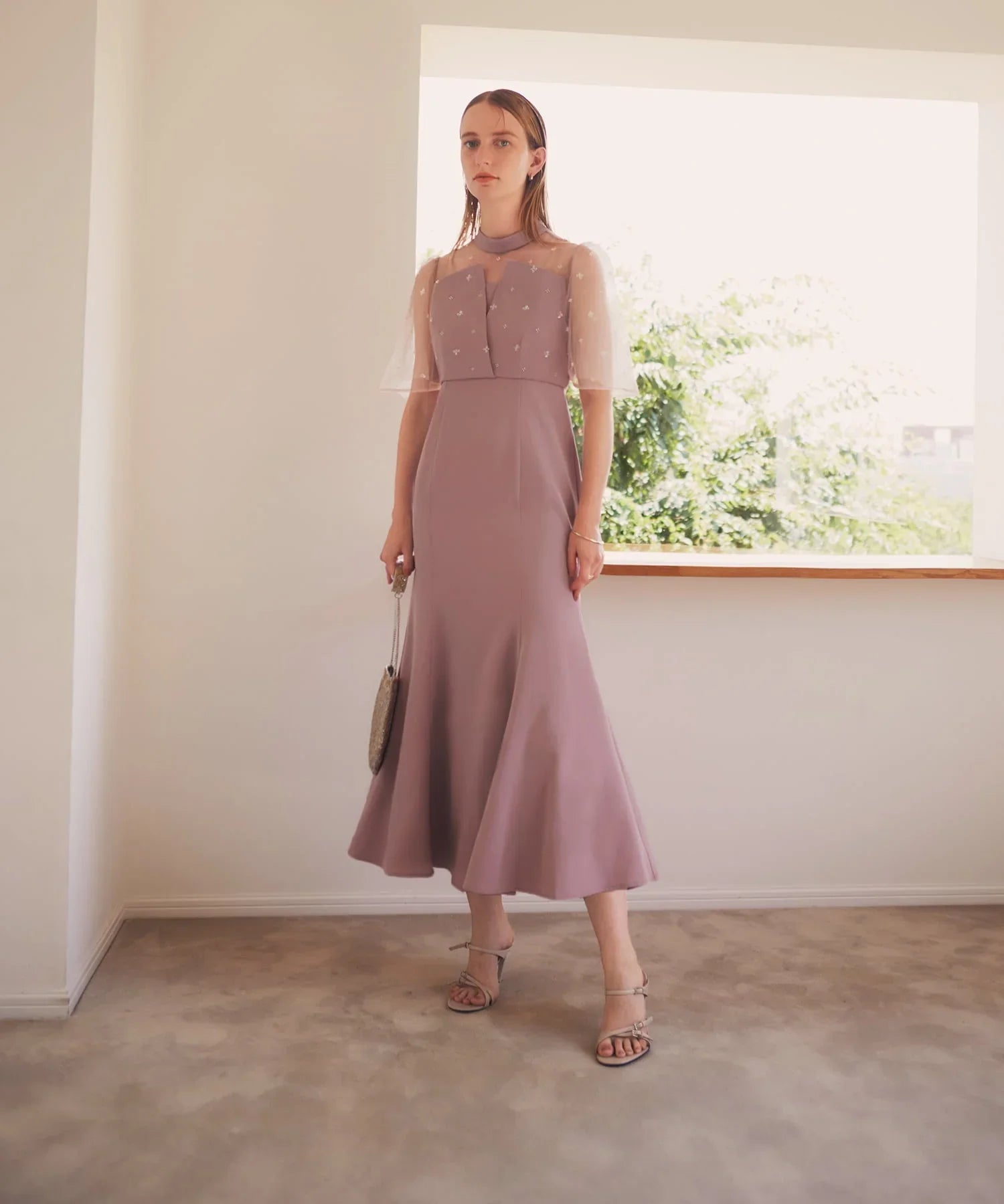 【當天出貨】碎花亮片薄紗重疊魚尾裙