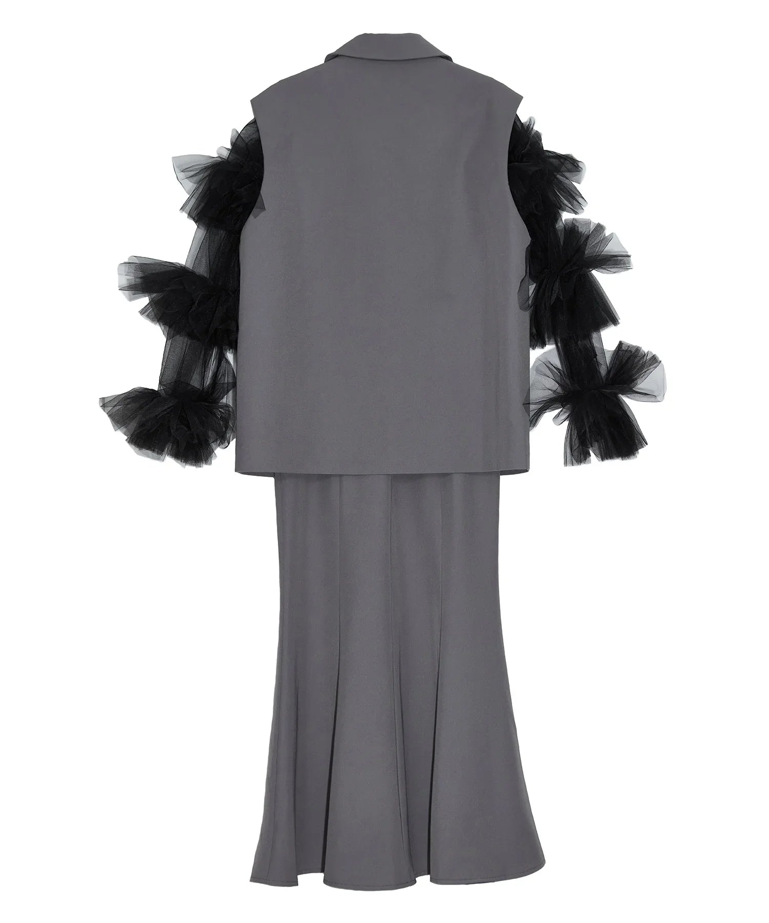 【当日発送】ボリュームチュールスリーブベストセットアップドレス