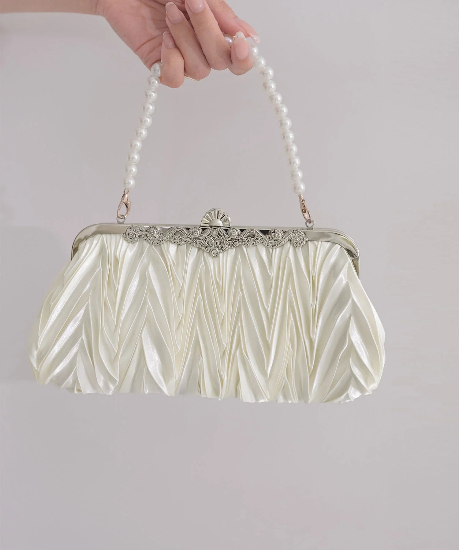 【当日発送】4WAYプリーツパールハンドバッグ