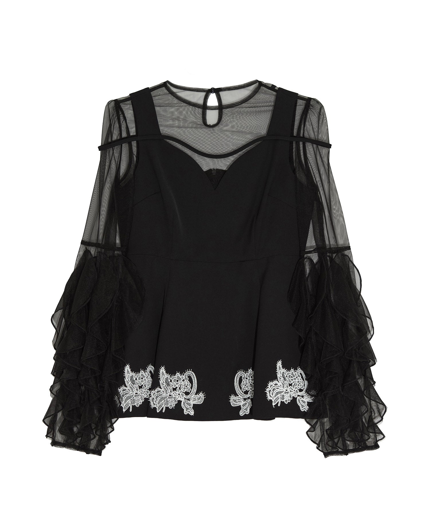 【当日発送】シアースリーブフリルペプラムタイトスカートセットアップドレス