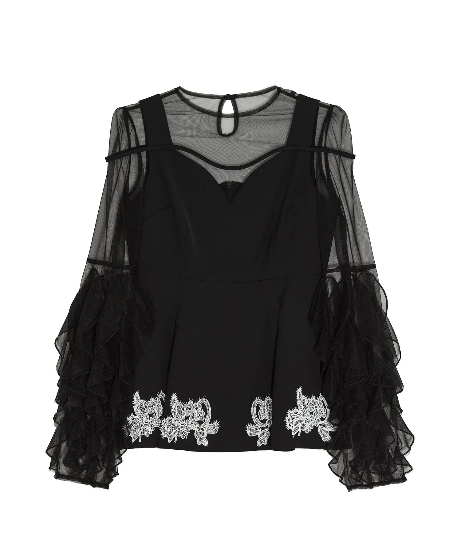 【当日発送】シアースリーブフリルペプラムタイトスカートセットアップドレス