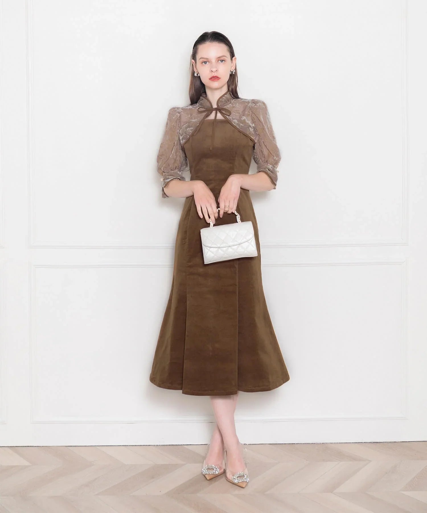 【当日発送】花柄ボレロセットアップマーメイドワンピースドレス