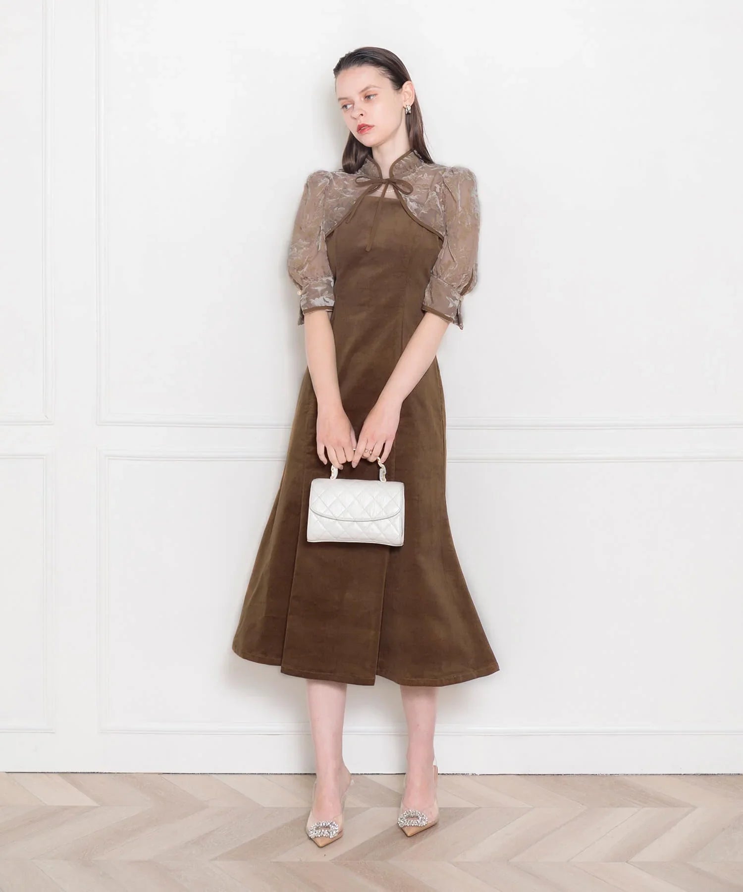 【当日発送】花柄ボレロセットアップマーメイドワンピースドレス