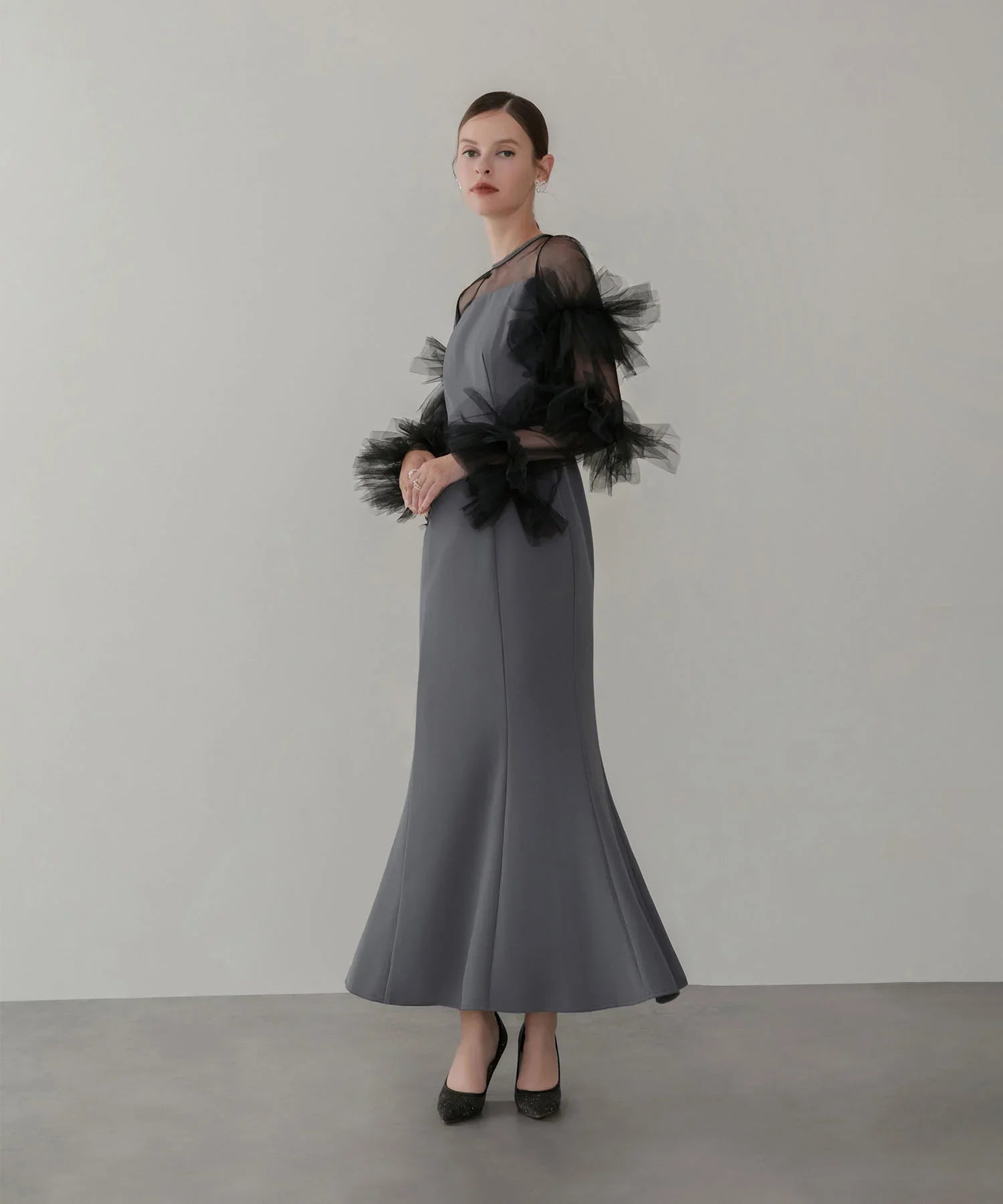 【当日発送】ボリュームチュールスリーブベストセットアップドレス