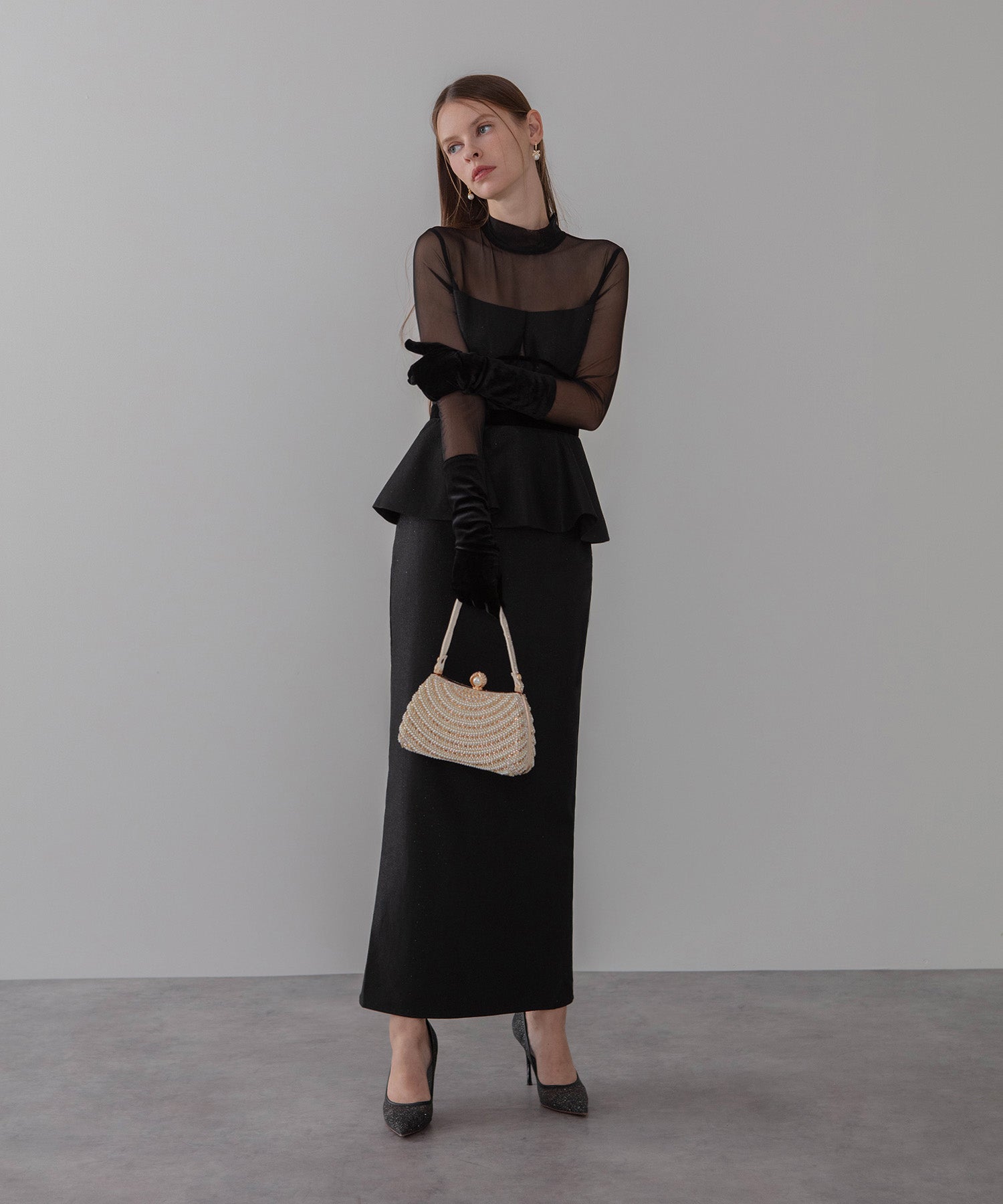 【LEJA LUXE】チュールペプラムベロアグローブIラインドレス