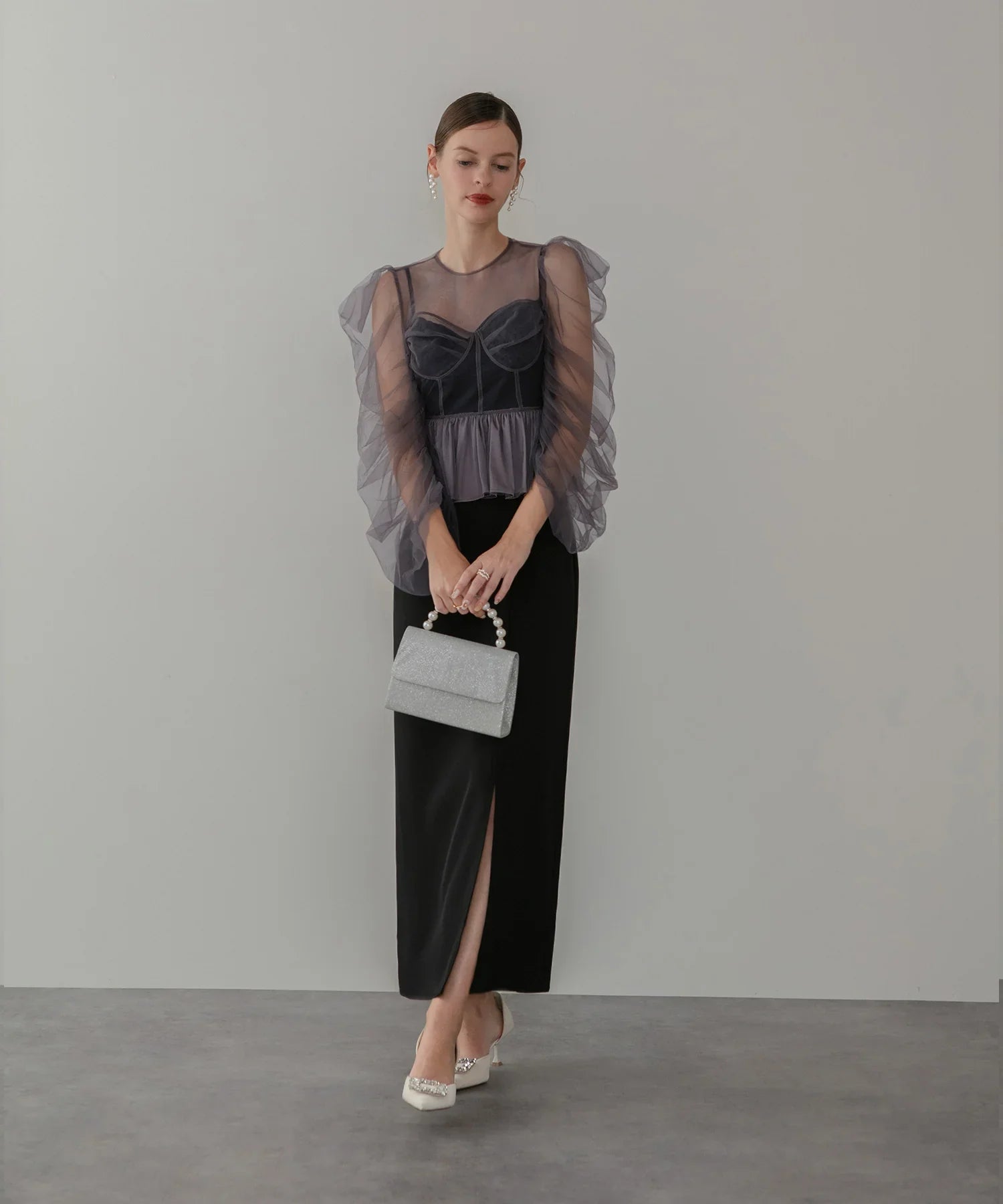 【当日発送】チュールペプラムトップスセットキャミワンピースドレス