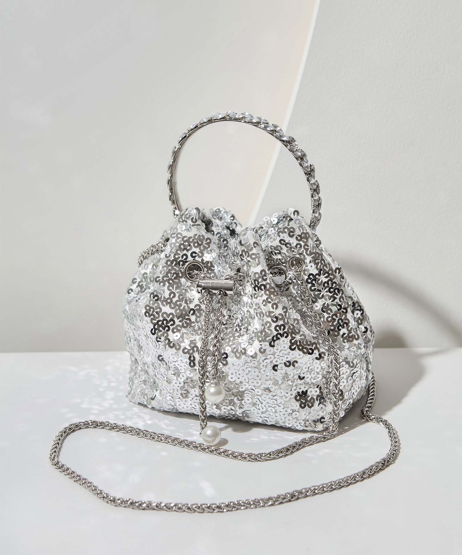 【当日発送】ビジューハンドルチェーンスパンコールバッグ