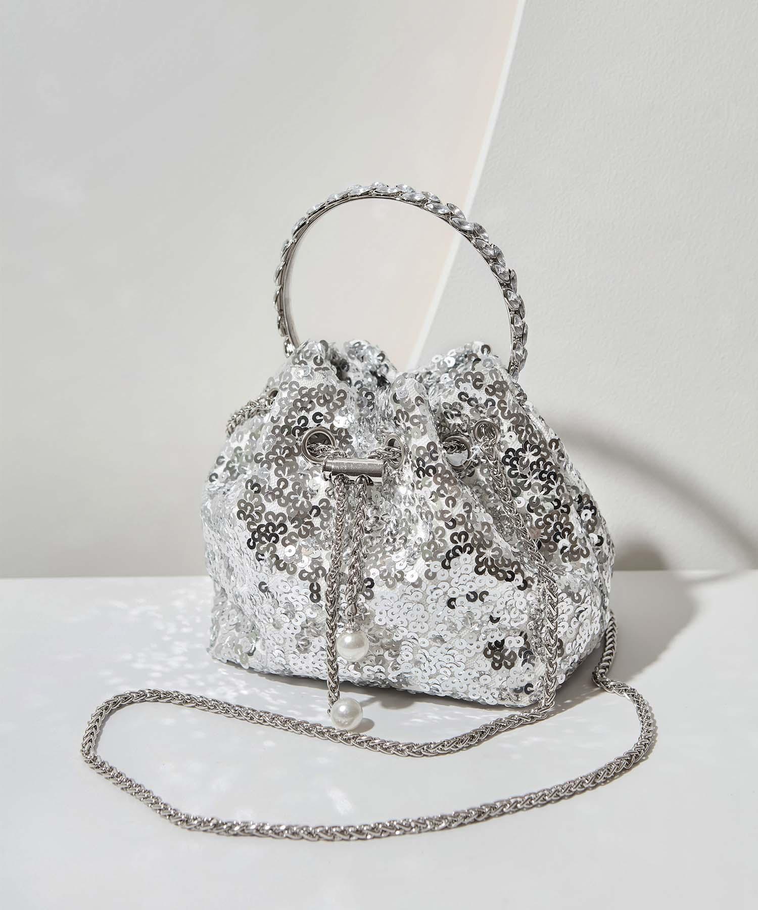 【当日発送】ビジューハンドルチェーンスパンコールバッグ