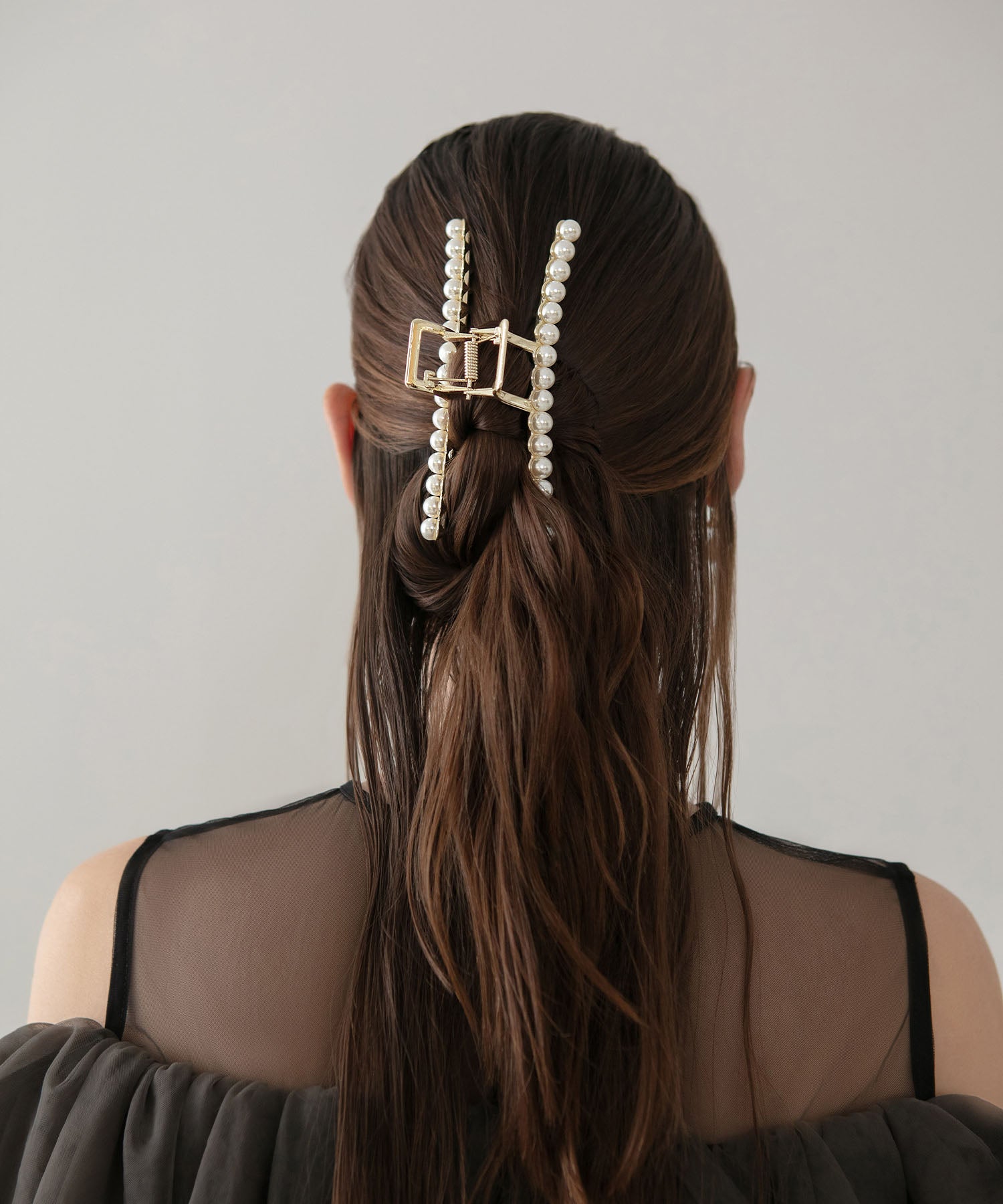 【当日発送】パールライン メタルロングヘアクリップ