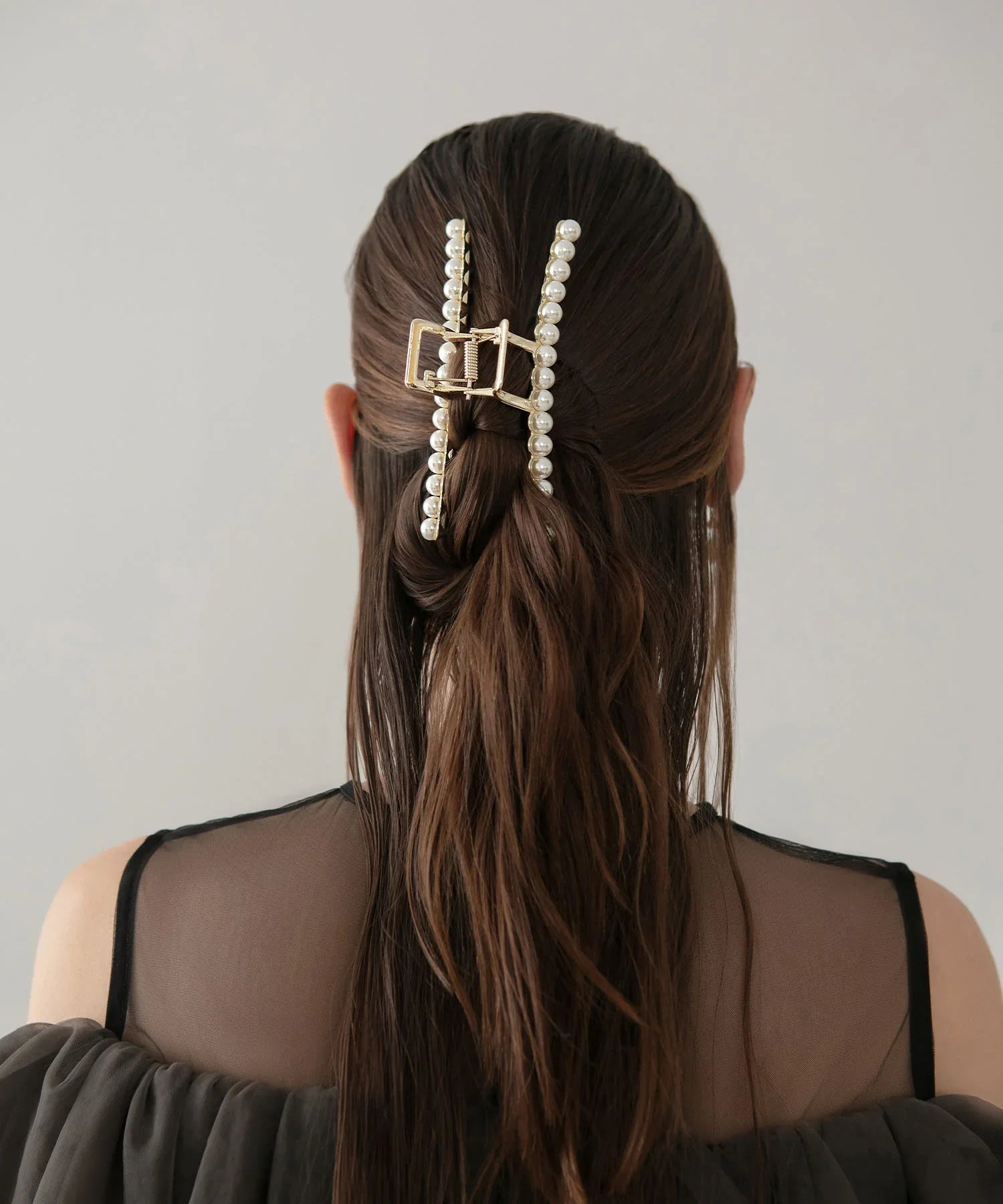 【当日発送】パールライン メタルロングヘアクリップ