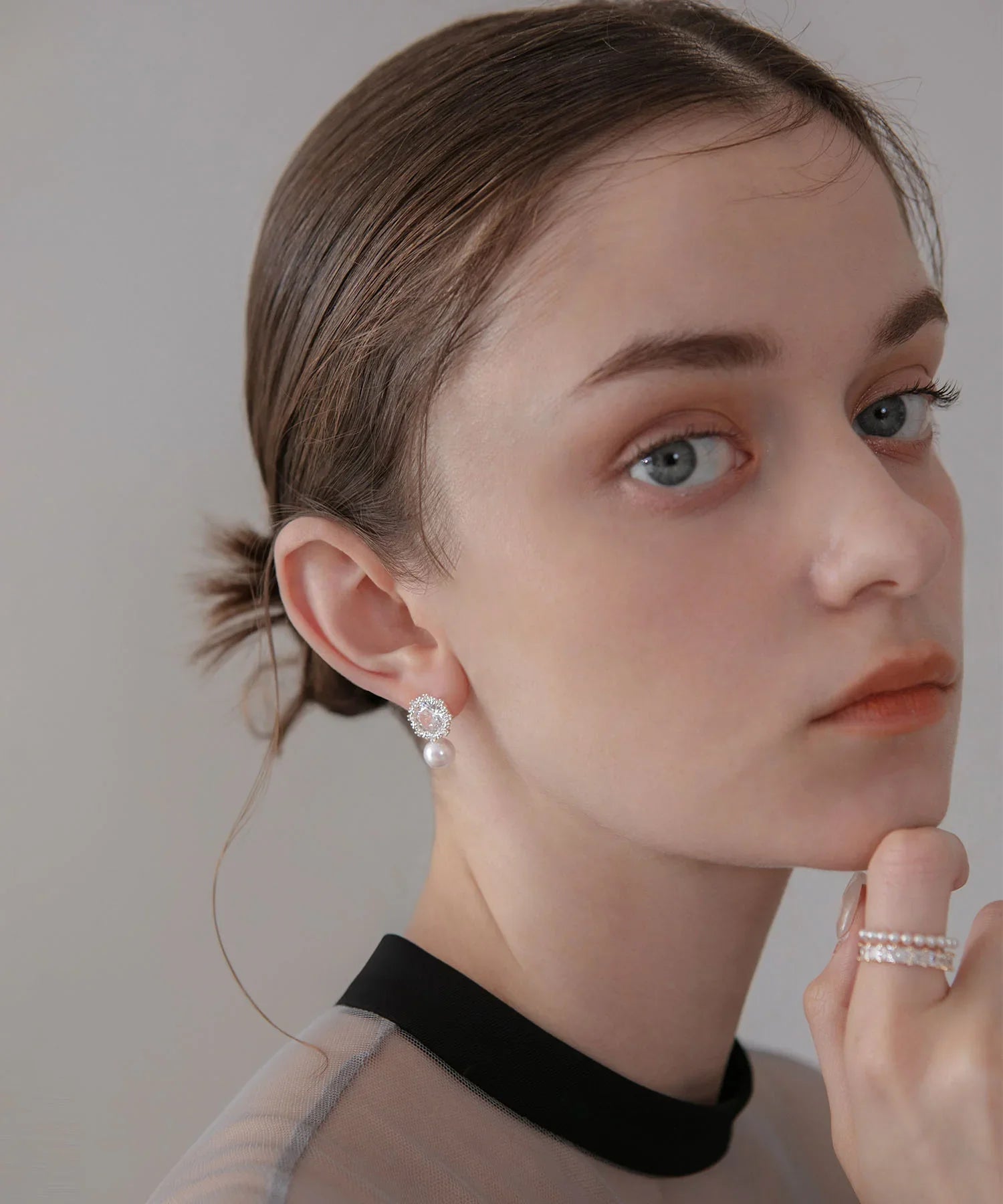 【当日発送】パールラウンドビジューピアス