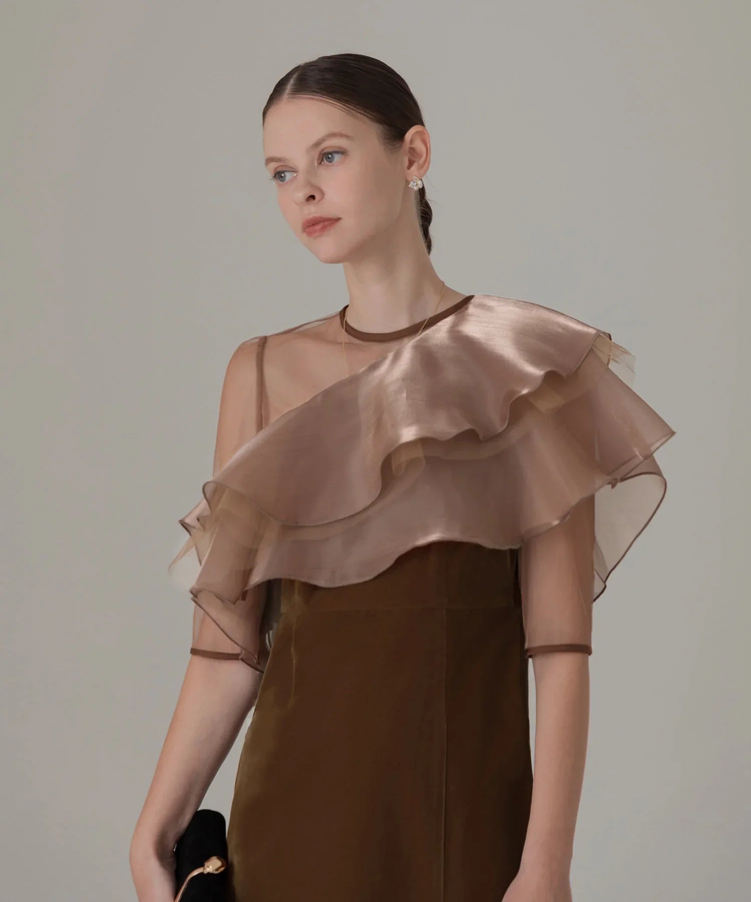 【当日発送】アシンメトリーティアードフリル3WAYベロアワンピースドレス