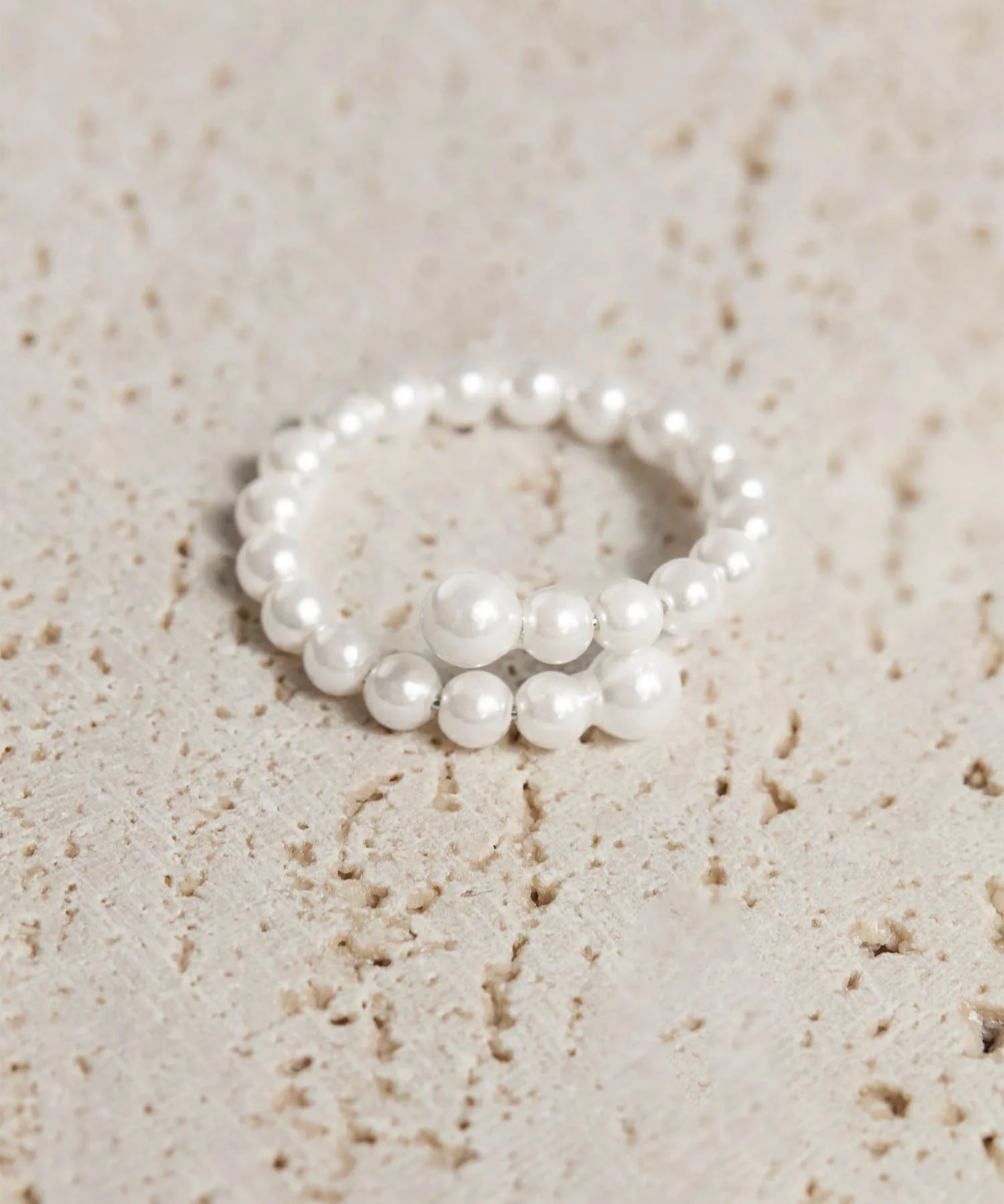 【当日発送】パールダブルラインデザインリング