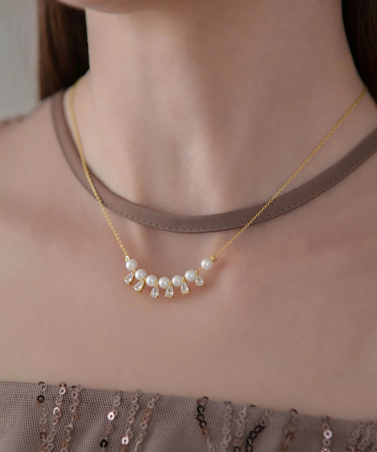 【当日発送】パールティアドロップネックレス