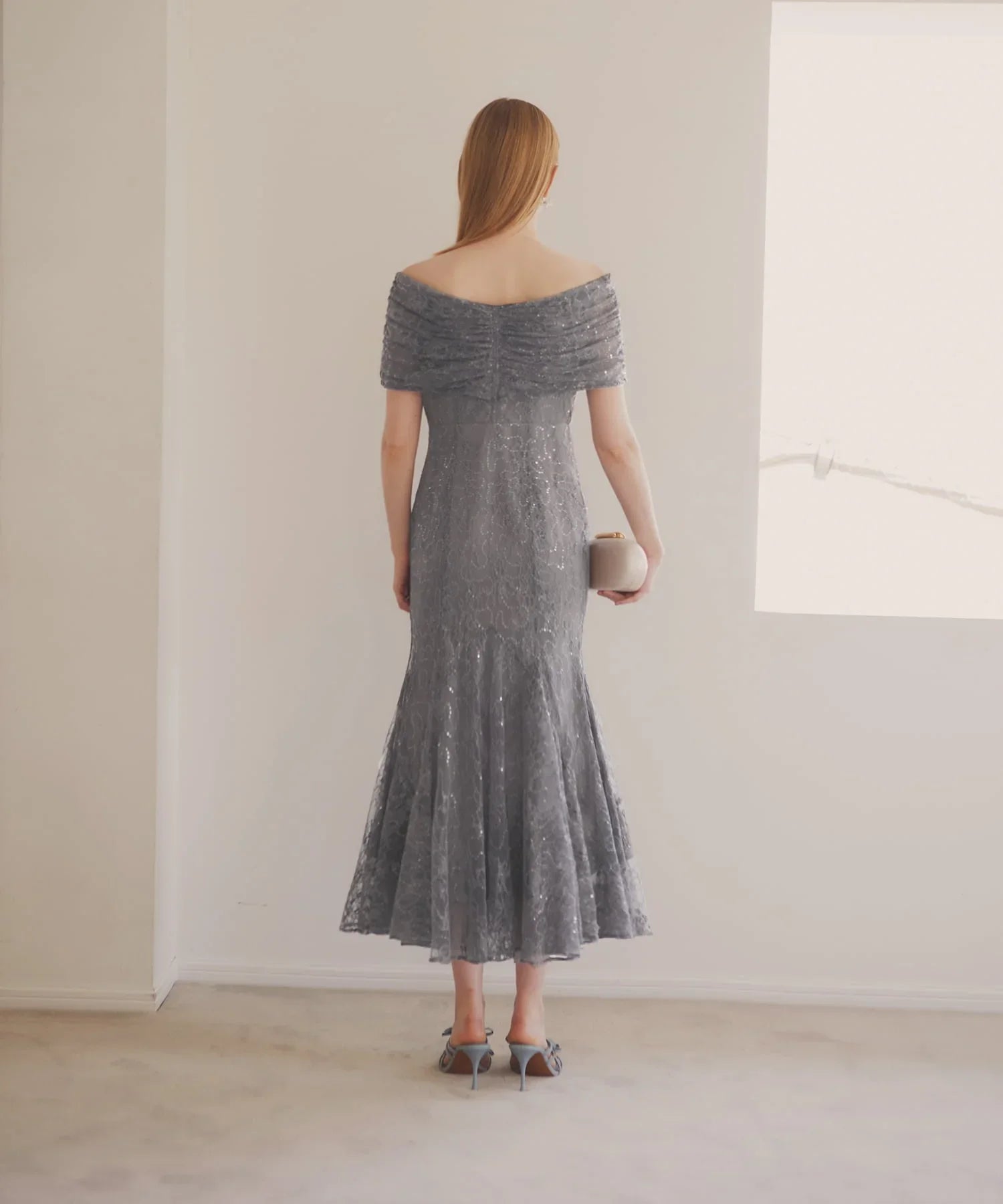 【当日発送】2WAYレース花柄オフショルダーマーメイドワンピースドレス